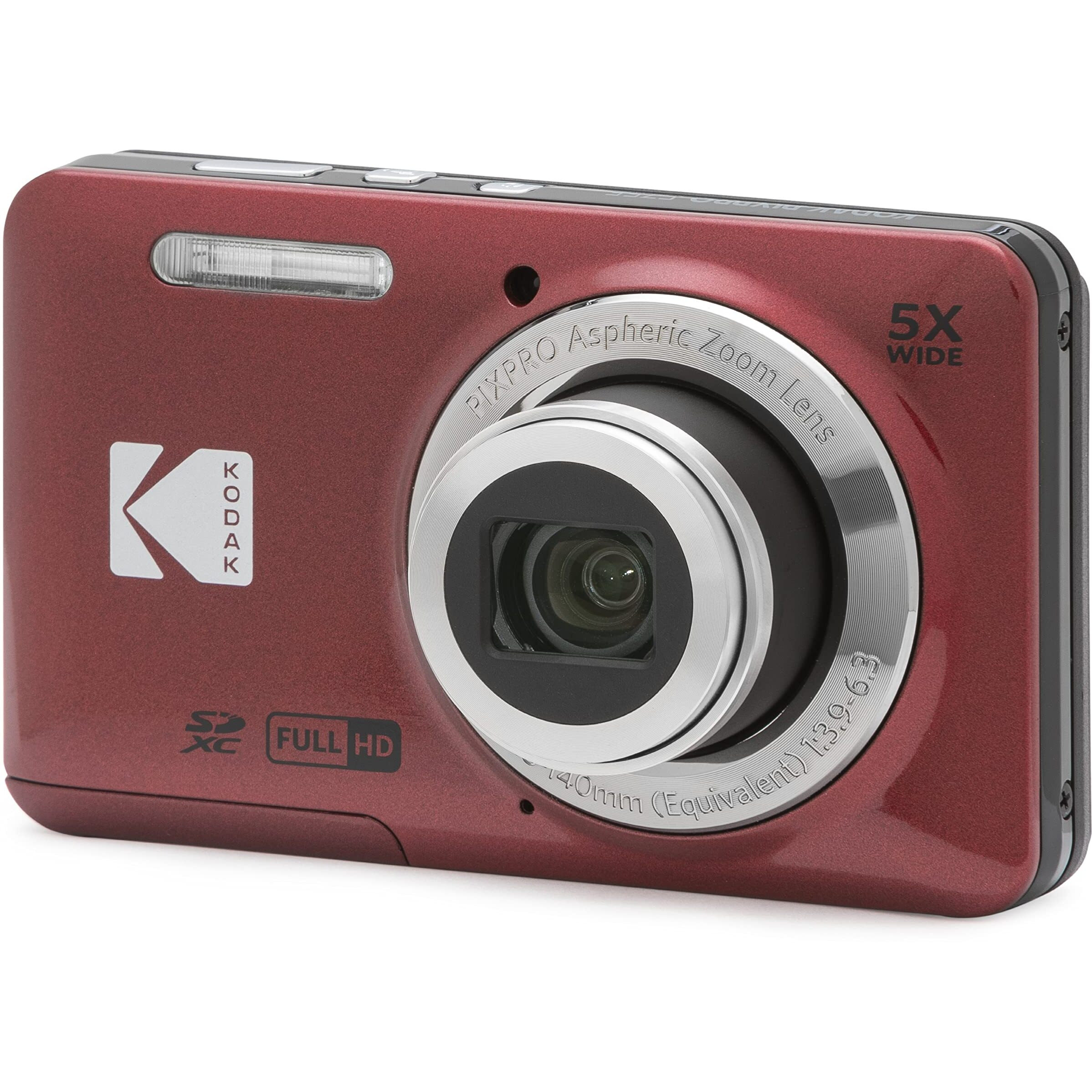 Kodak Pixpro Fz55-Rd 16Mp Digital Camera 5X Optical Zoom 28Mm Wide Angle 1080P Full Hd Video 2.7&quot&quot Lcd Vlogging Camera (Red) Packaging May Vary