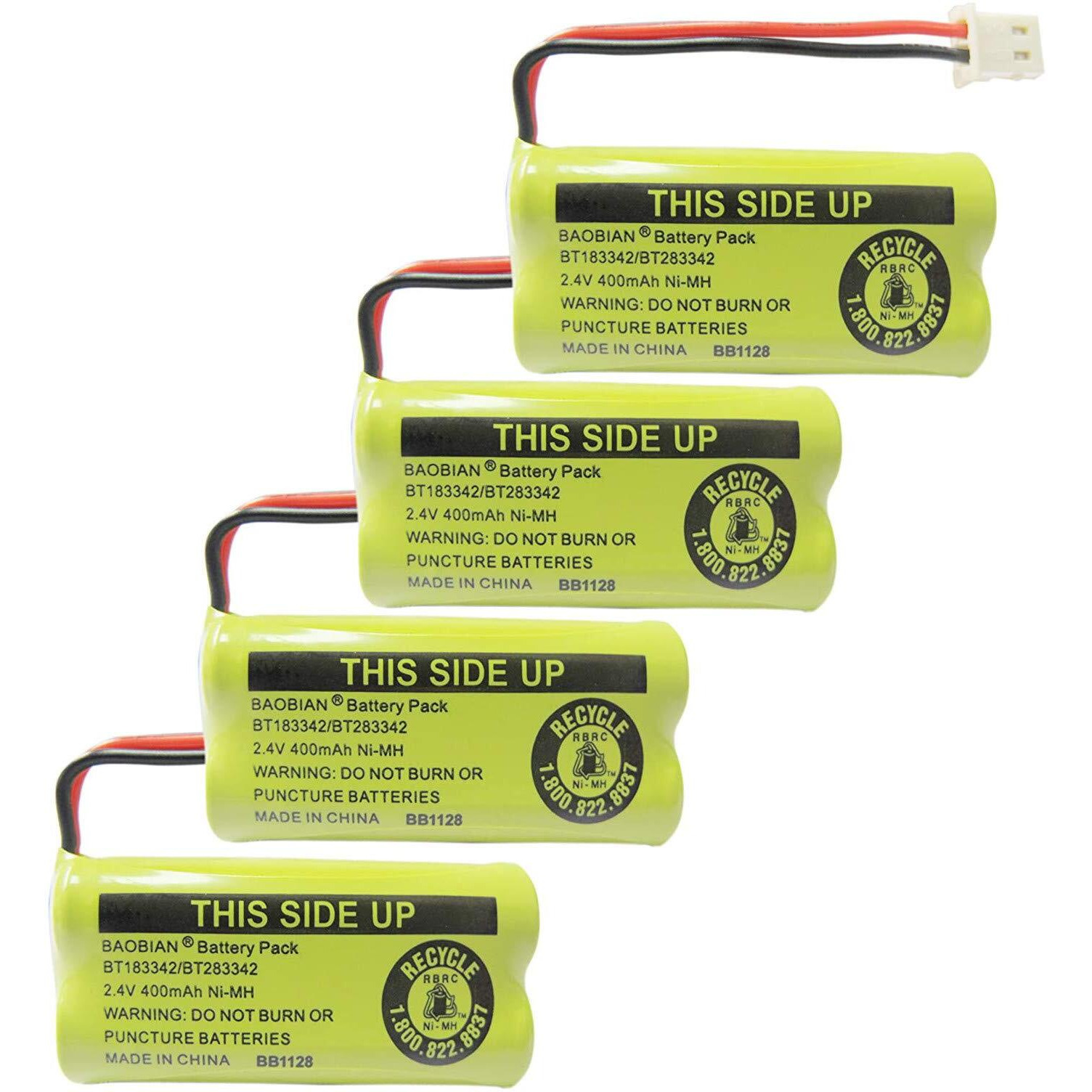Baobian 2.4V 400Mah Cordless Home Phone Battery Compatible With At&T Bt162342 Bt-162342 Bt166342 Bt-166342 Bt266342 Bt-266342 Bt183342 Bt-183342 Bt283342 Bt-283342 Vtech Cs6329 Cs6114 Cs6419(4 Pack)