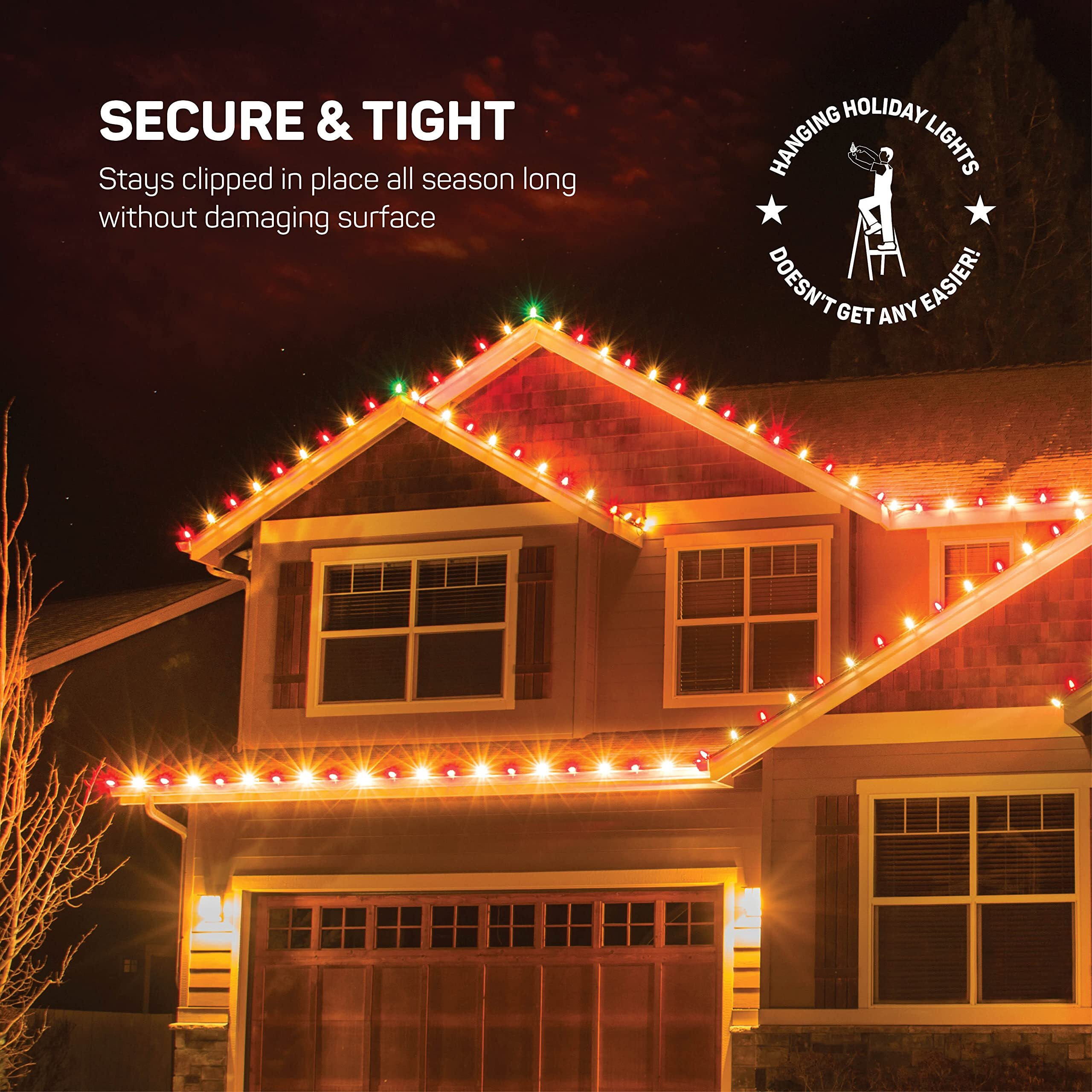 Christmas Light Clips - [Set Of 200] Mini Light Clips For Christmas Lights - Light Clips For Gutters - Light Clips For Shingles - Gutter Clips For Hanging Outdoor Lights - Usa Made - No Tools Required
