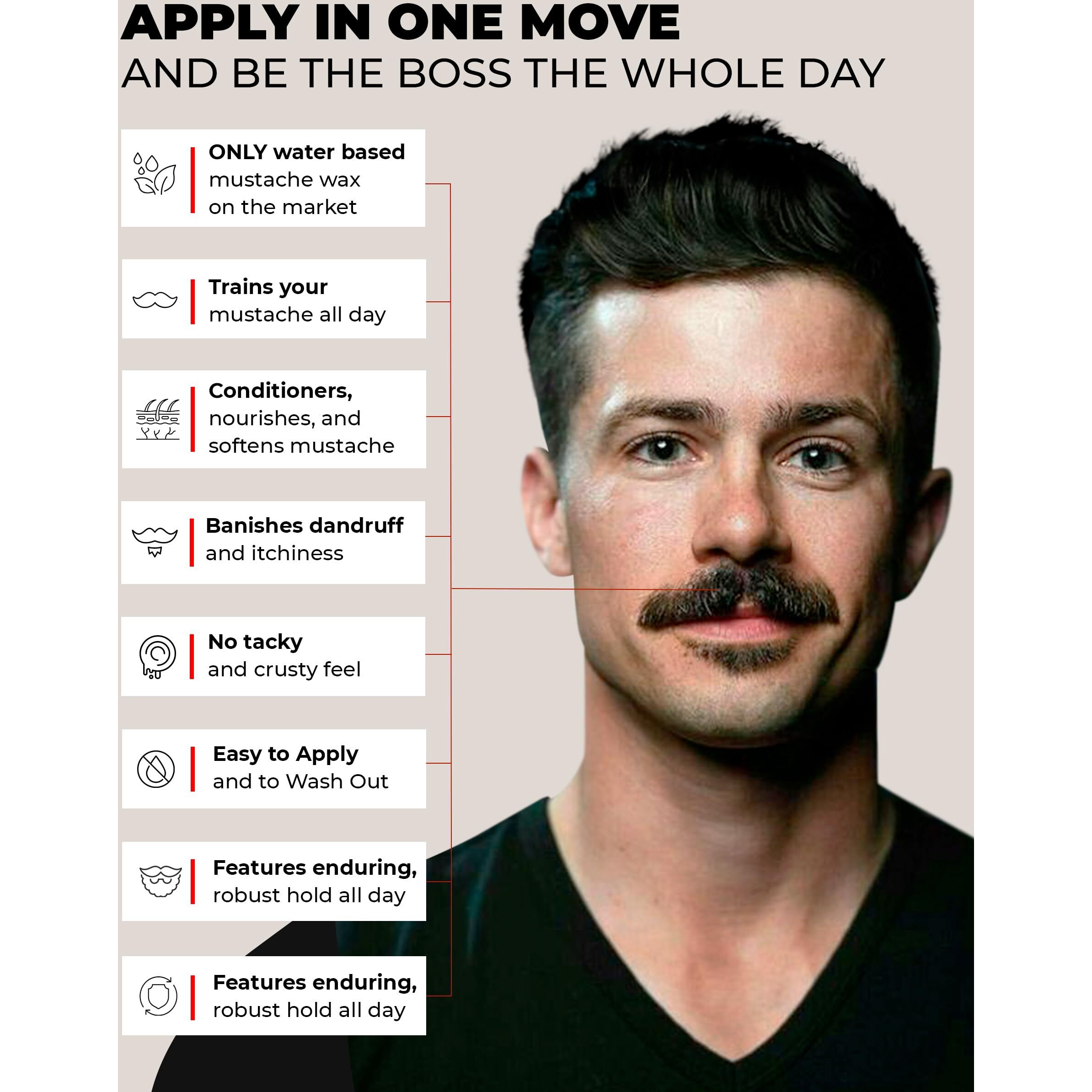 Bossman Mudstache Unscented Mustache Wax For Men (1 Oz) - Strong 24-Hour Hold  Non-Tacky & Easy To Apply For Taming & Styling