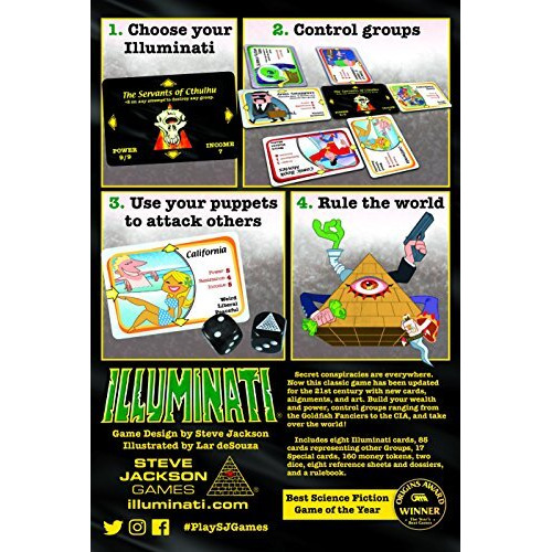 Illuminati Second Edition Game The Game Of Conspiracy Family Card Dice Game For Adults And Family Ages 13+ For 2 - 6 Players Average Play Time 60 -120 Minutes From Steve Jackson Games