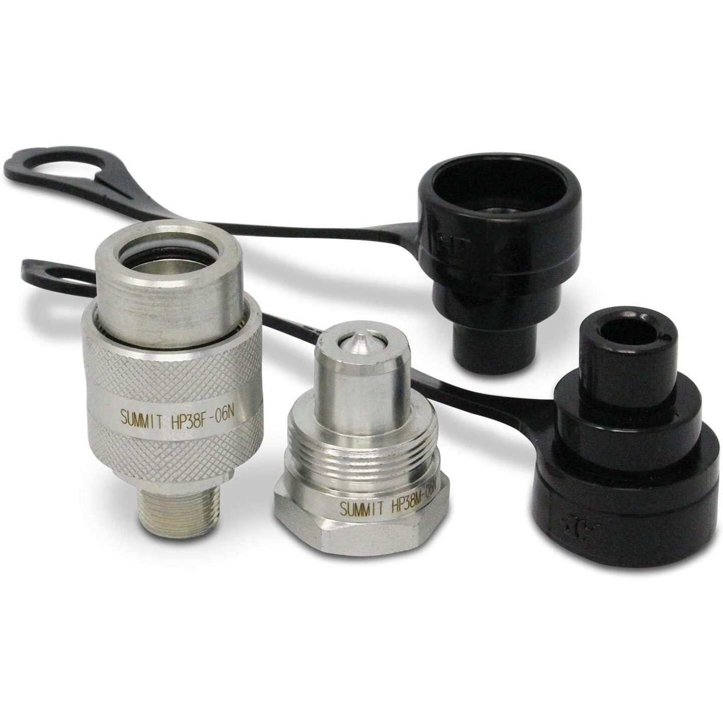 Summit Hydraulics 3/8"" 10 000 Psi High Pressure Hydraulic Quick Coupler Set Replaces Enerpac C-604 W/Dust Caps