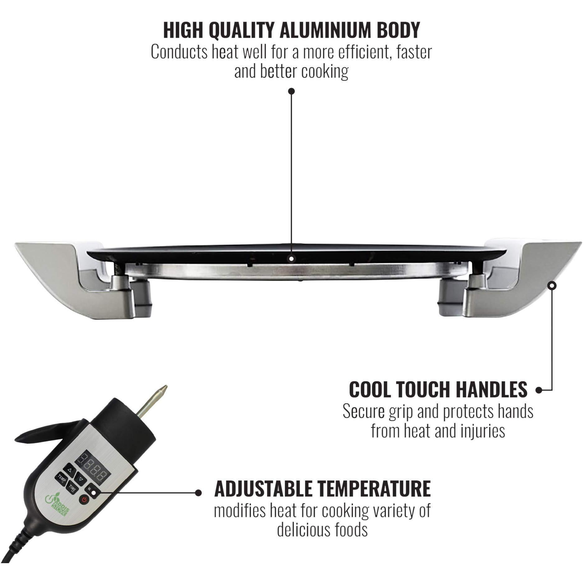 Addis Griddle (Mitad/Mogogo) -16 Inch Digital Electric Griddle For Injera  Lefse  Pancake - Even Heat Distribution