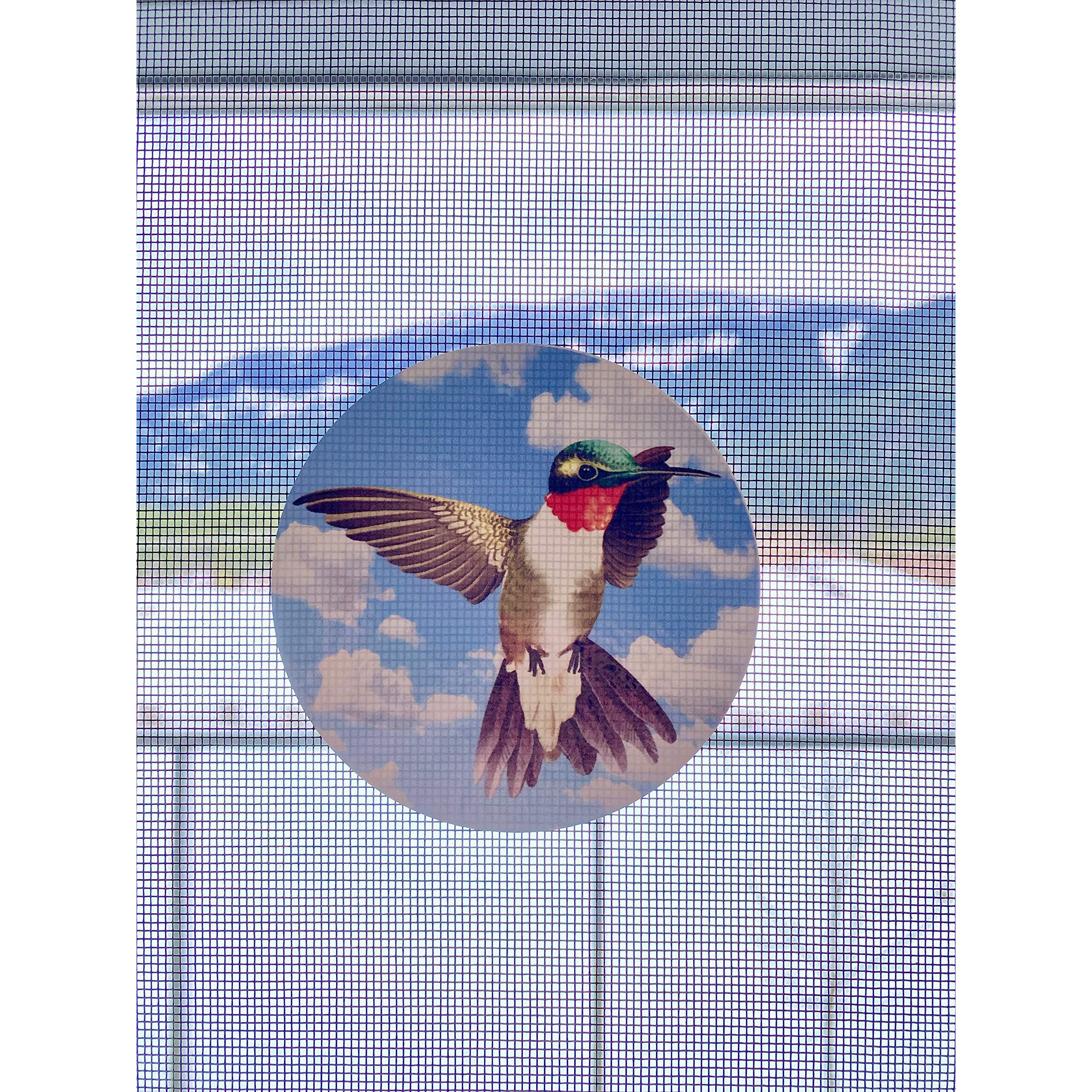 Retractable Screen Door Decals (Stickers) - 6 Per Package - Keep Children Safe - Alert Birds  Dogs  Kids - Warn  Protect  Window Safety - Hummingbird Set