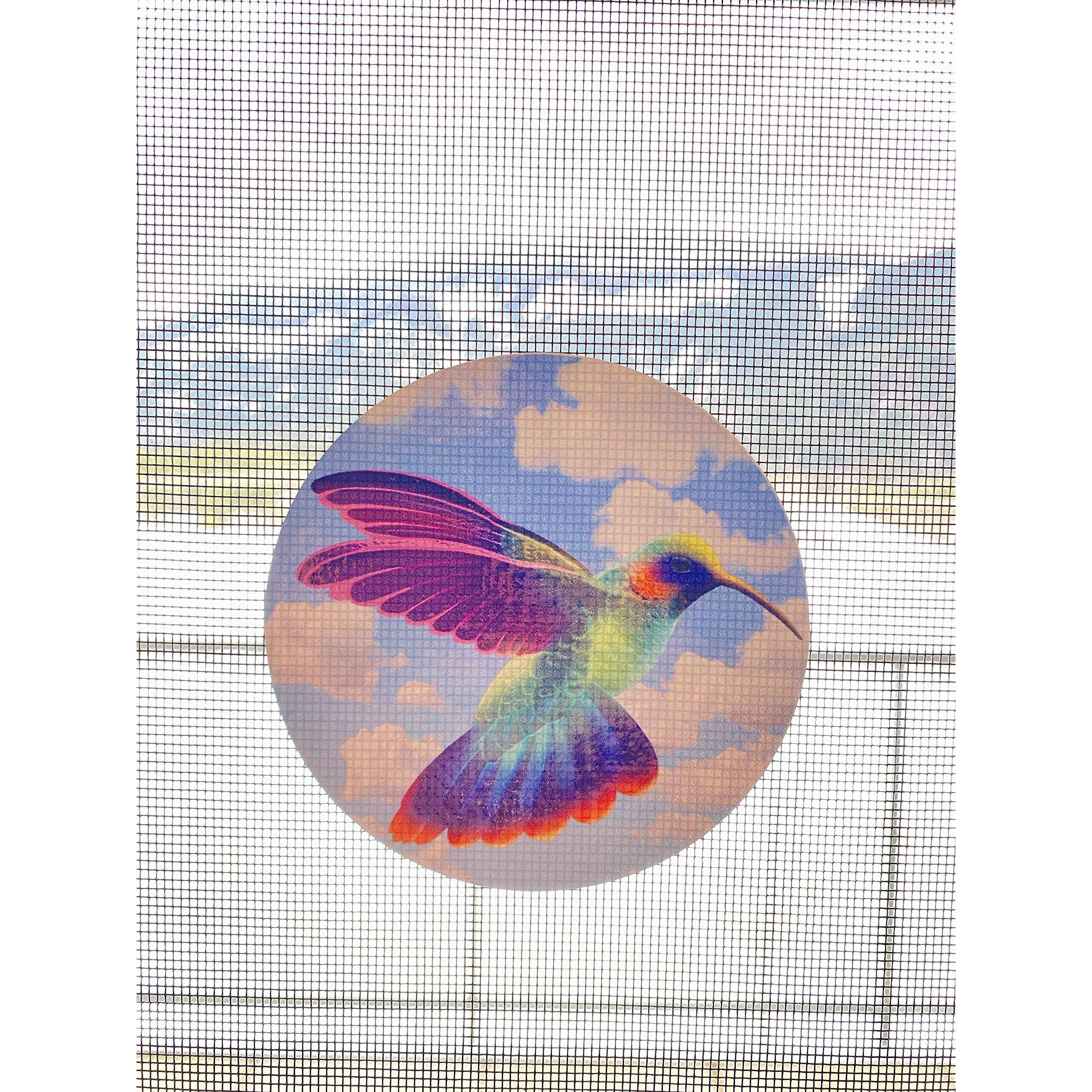 Retractable Screen Door Decals (Stickers) - 6 Per Package - Keep Children Safe - Alert Birds  Dogs  Kids - Warn  Protect  Window Safety - Hummingbird Set
