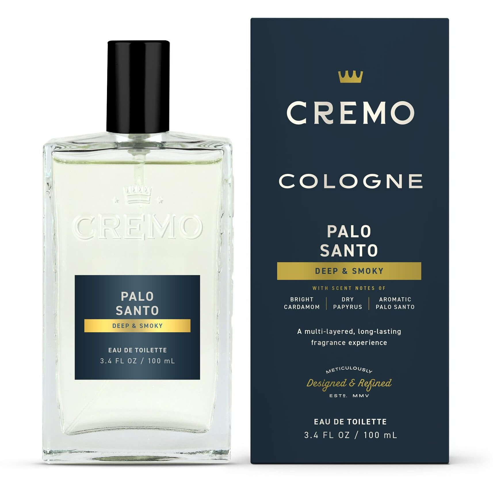 Cremo Cologne For Men - Palo Santo Mens Cologne Spray - A Combination Of Bright Cardamom  Dry Papyrus And Aromiatic Palo Santo  Fragrances For Men  3.4 Fl Oz