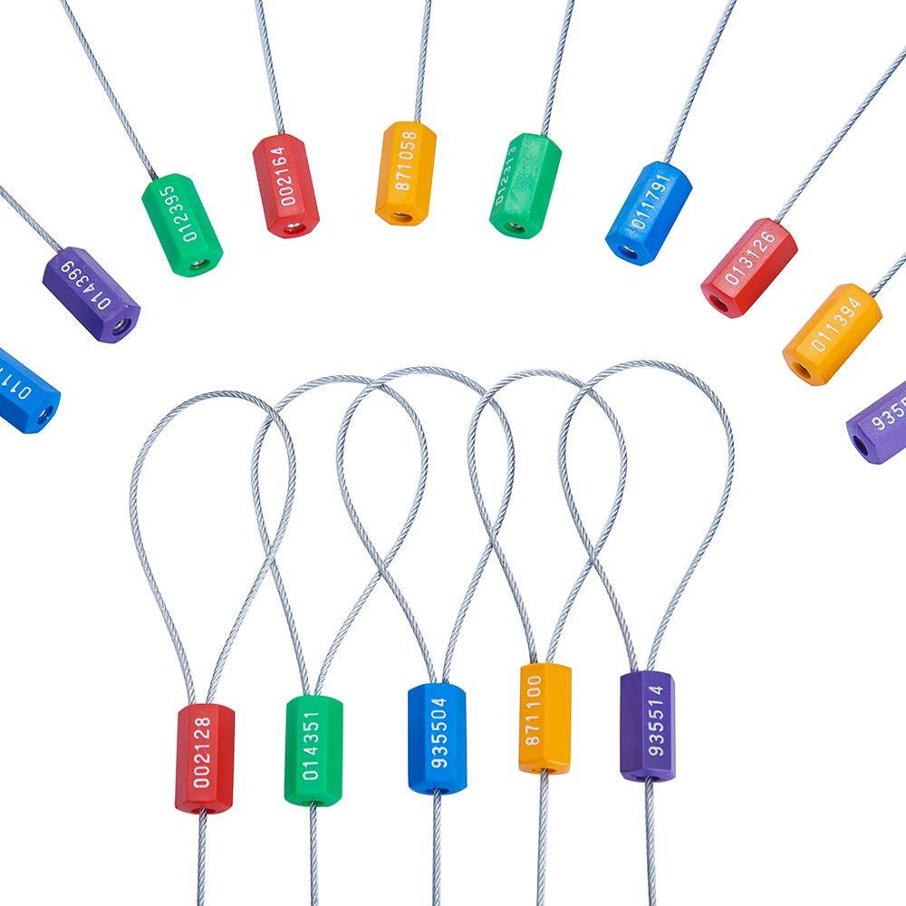 Tamper Proof Steel Numbered Shipping Seals 50Pcs (5 Colors)