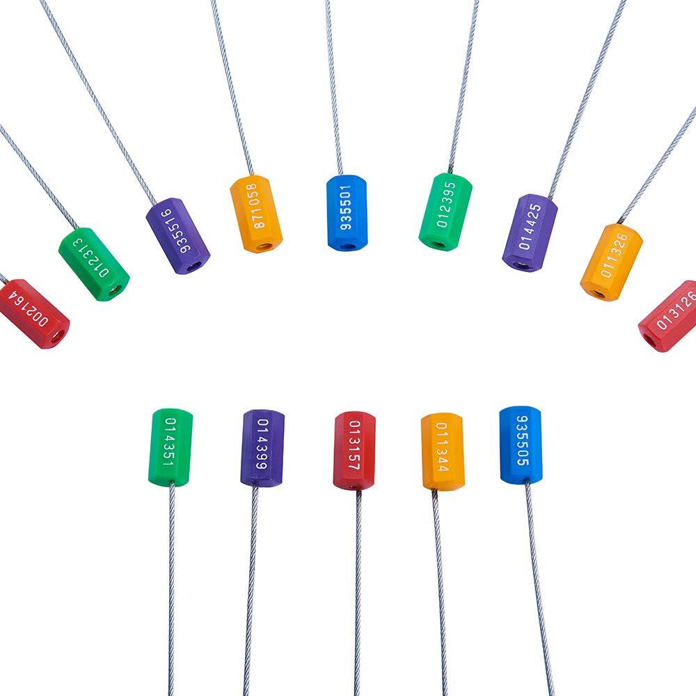 Tamper Proof Steel Numbered Shipping Seals 50Pcs (5 Colors)