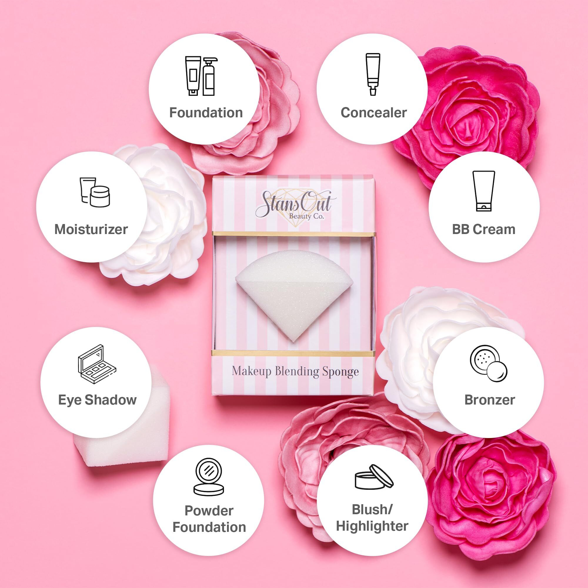 Stansout Makeup Blending Sponge  Memory Foam Blender For Liquid  Cream & Powder Foundations  No Water Needed  Airbrush Finish  Flawless Application