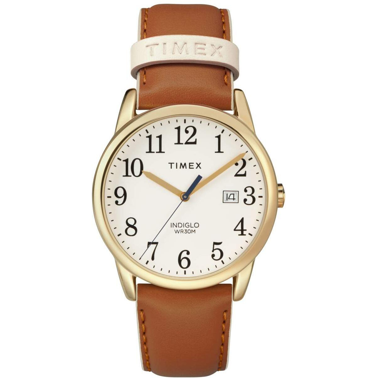 Timex Women's Easy Reader 38Mm Watch - Gold-Tone Case Cream Dial With Brown & Pink Leather Strap