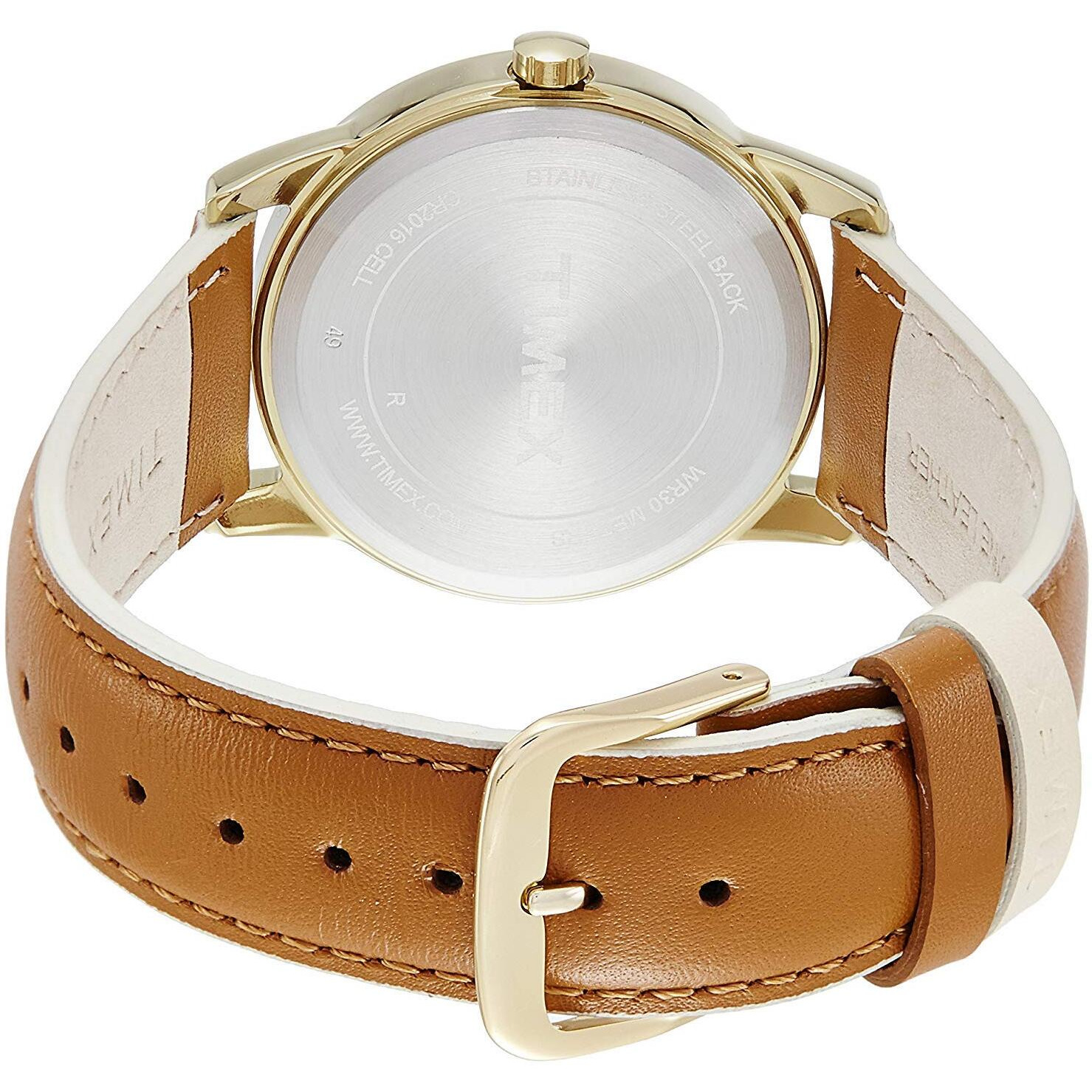 Timex Women's Easy Reader 38Mm Watch - Gold-Tone Case Cream Dial With Brown & Pink Leather Strap