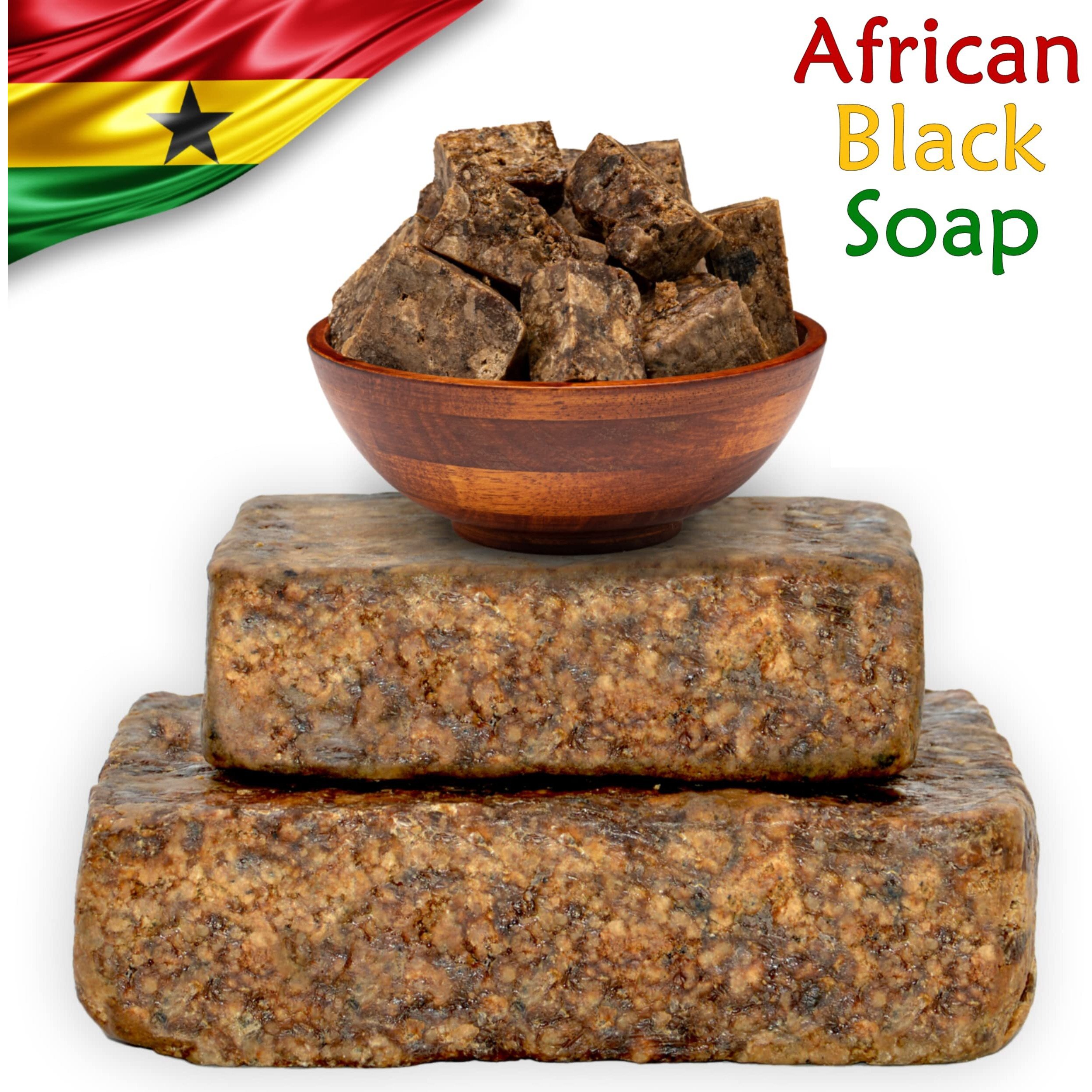 Raw African Black Soap 2 Lbs. Bulk Bars 100% Pure Natural From Ghana. Acne Treatment  Aids Against Eczema & Psoriasis  Dry Skin  Scars And Dark Spots. Great For Pimples  Blackhead.