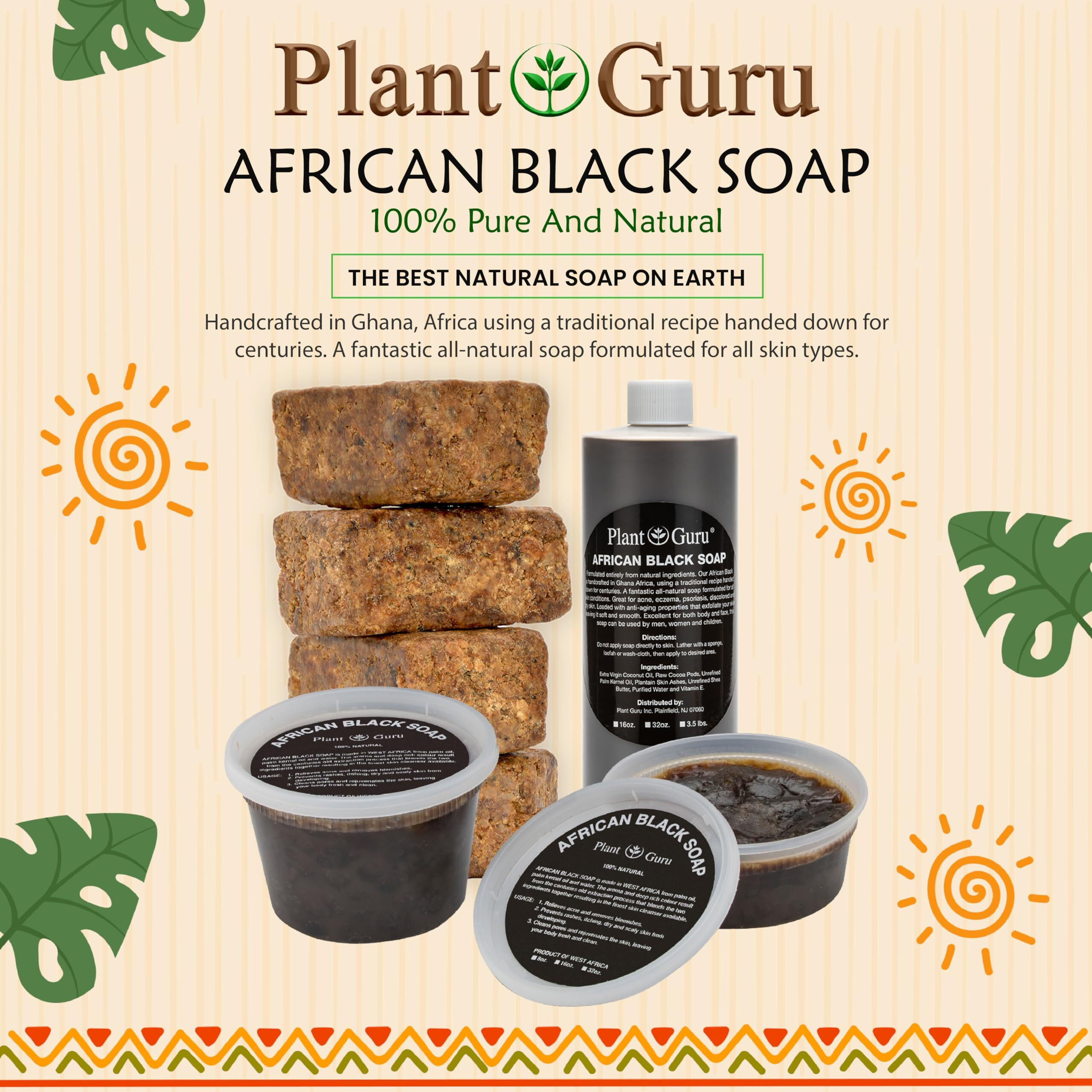 Raw African Black Soap 2 Lbs. Bulk Bars 100% Pure Natural From Ghana. Acne Treatment  Aids Against Eczema & Psoriasis  Dry Skin  Scars And Dark Spots. Great For Pimples  Blackhead.