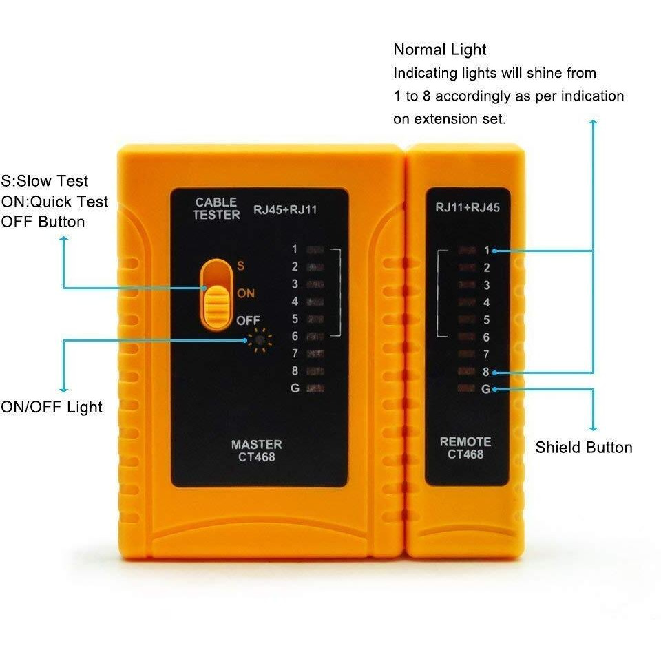 Imbaprice - Rj45 Network Cable Tester For Lan Phone Rj45/Rj11/Rj12/Cat5/Cat6/Cat7 Utp Wire Test Tool