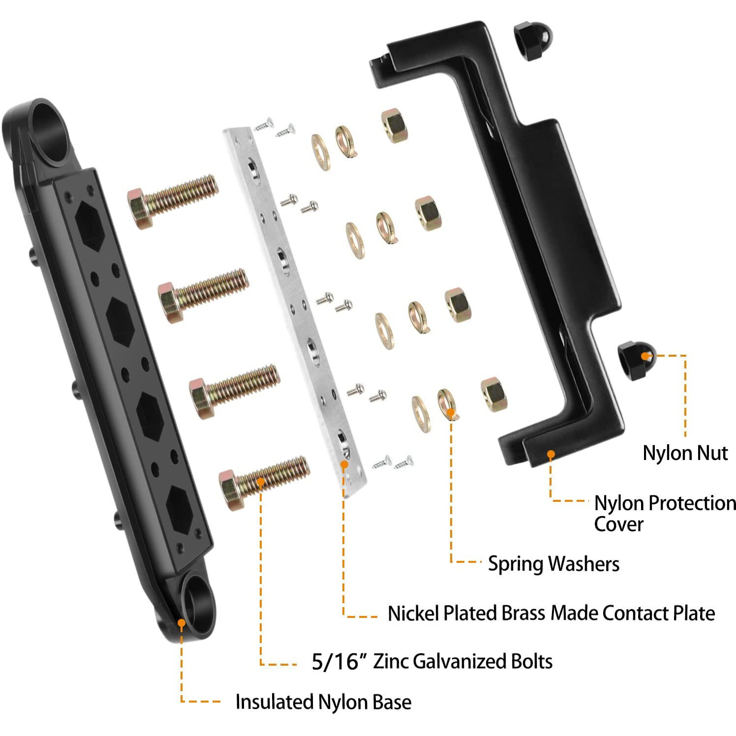Mofeez Power Distribution Block Bus Bar  4 X 5/16"" Posts  6 X 8 Screws Terminals  Max 48V 250A (Pair  Red & Black)