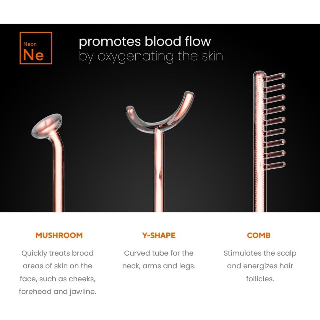 Nuderma Professional Skin Therapy Wand - Portable Skin Therapy Machine With 6 Neon & Argon Wands - Boost Your Skin - Clear Firm & Tighten