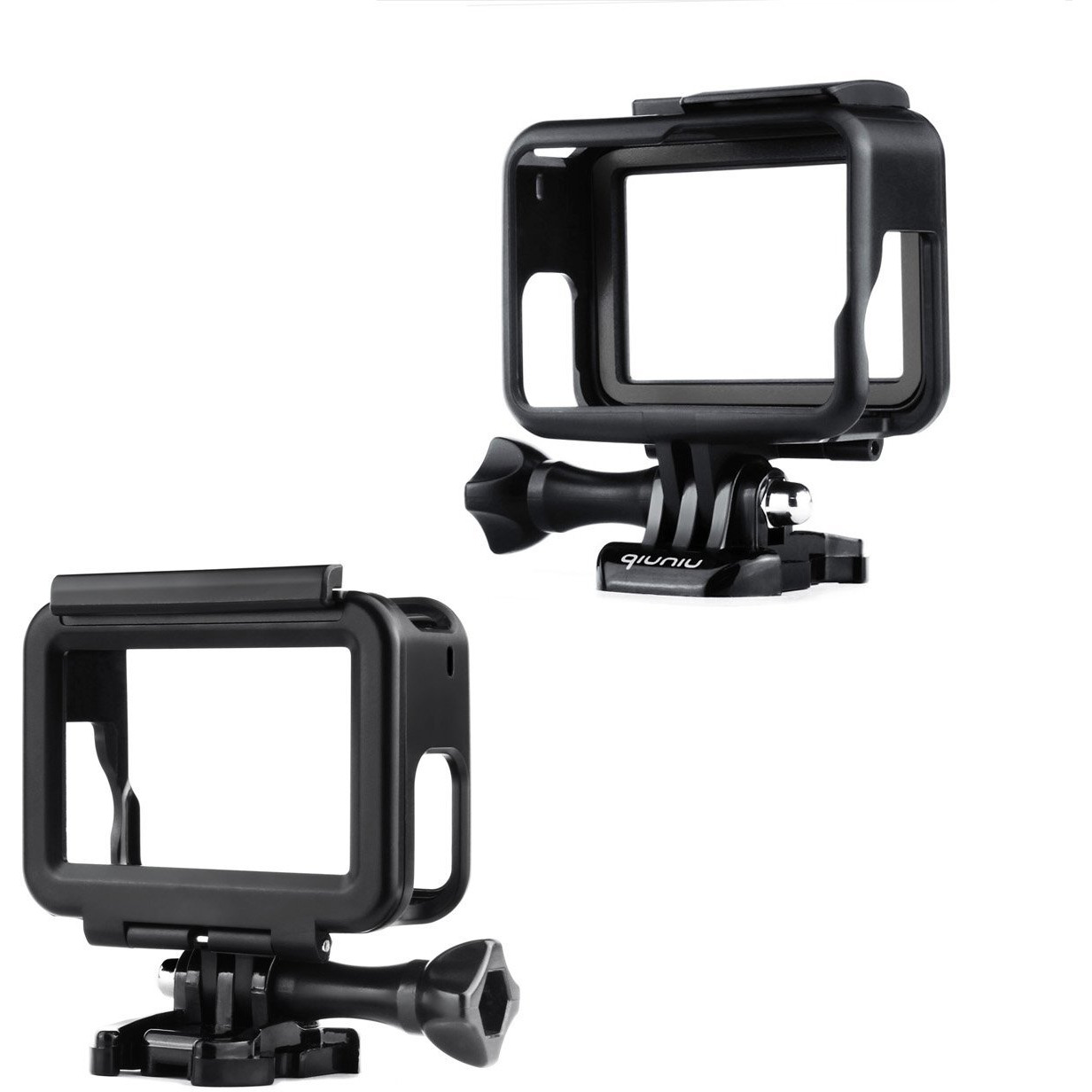 Frame Mount Housing Case For Gopro Hero 5/6/7 Black Action Camera - Protective Case With Quick Release Buckle  Long Thumb Bolt Screw  And Lens Cap - Black