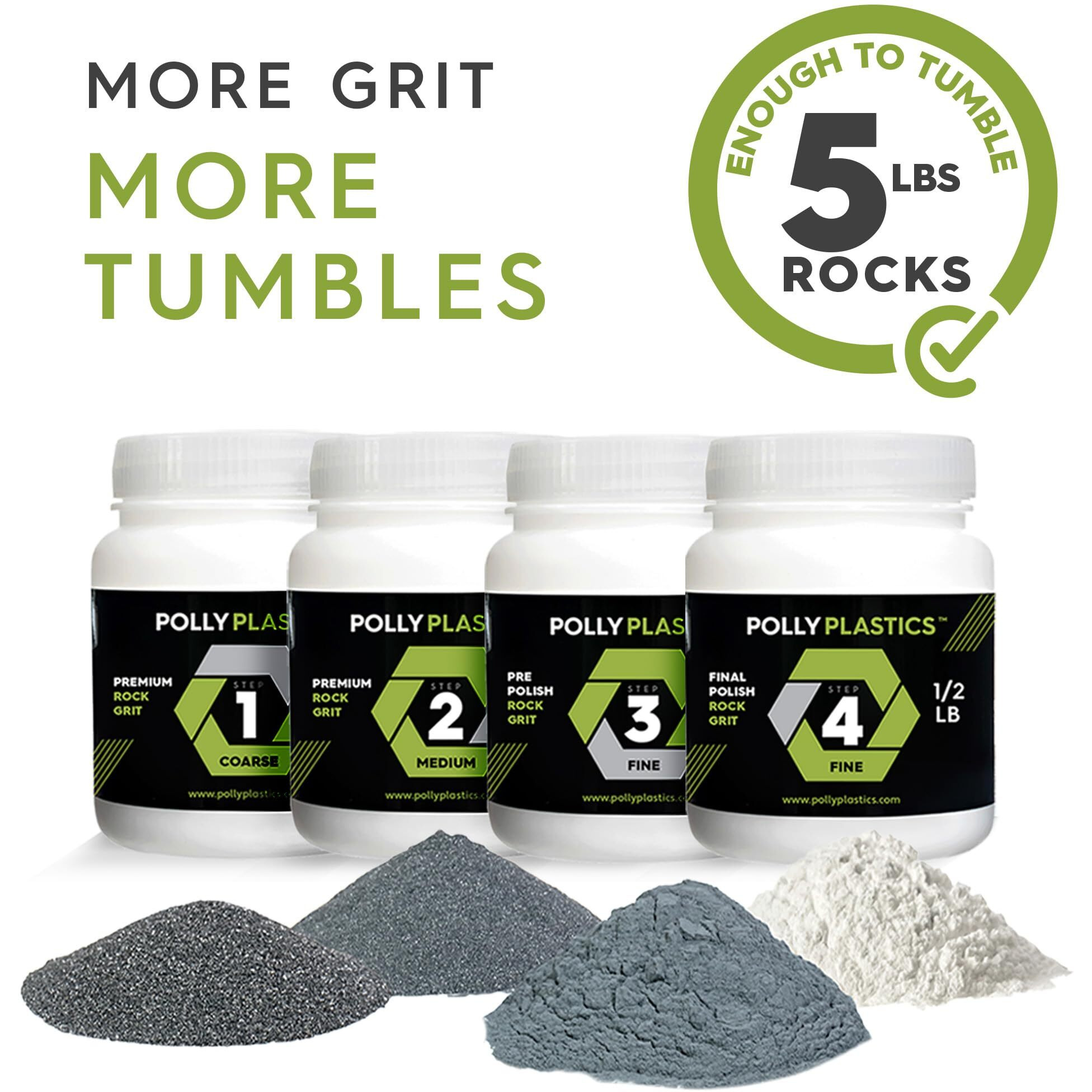 Polly Plastics Rock Tumbler Tumbling Media Grit Kit & Plastic Filler Pellets