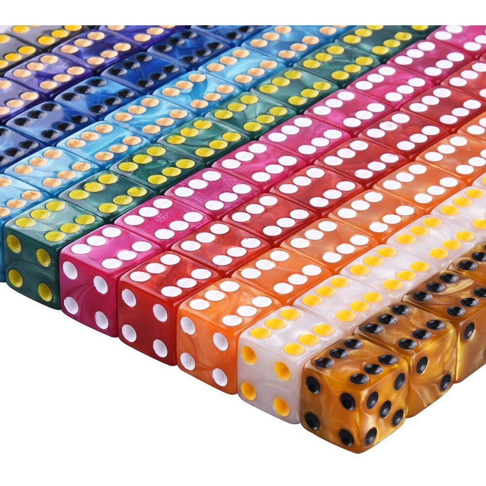 Austor 100 Pieces 6 Sided Dice Set 10 X 10 Pearl Colors Square Corner Dice With Velvet Pouch For Tenzi  Farkle  Yahtzee  Bunco Or Teaching Math