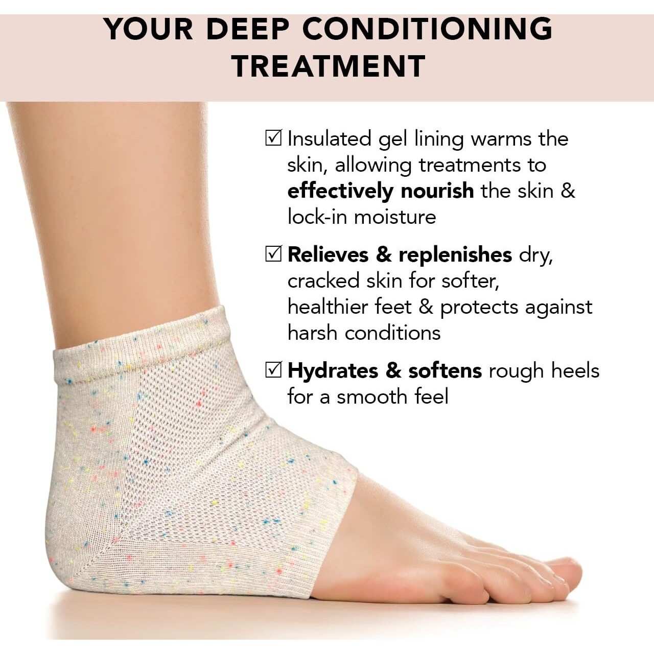 Kitsch Moisturizing Socks For Cracked Heel Treatment  Insulated Gel & Moisturizing Heel For Dry Cracked Feet Women & Men  Spa & Sleep Socks For Overnight Moisture Repair  1 Reusable Pair