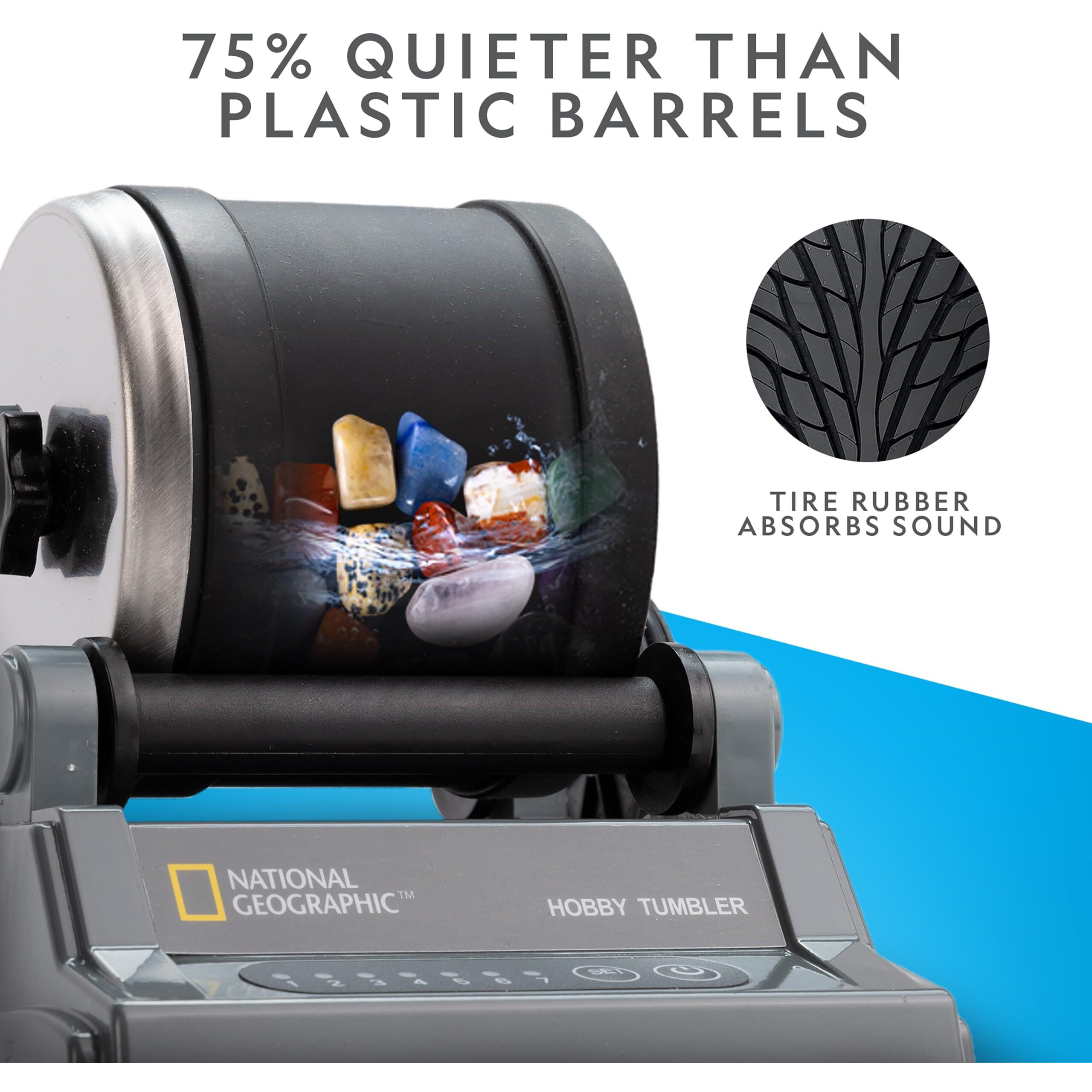 National Geographic Rock Tumbler Kit - Hobby Edition Includes Rough Gemstones  And 4 Polishing Grits  Great Stem Science Kit For Geology Enthusiasts  Rock Polisher For Kids And Adults