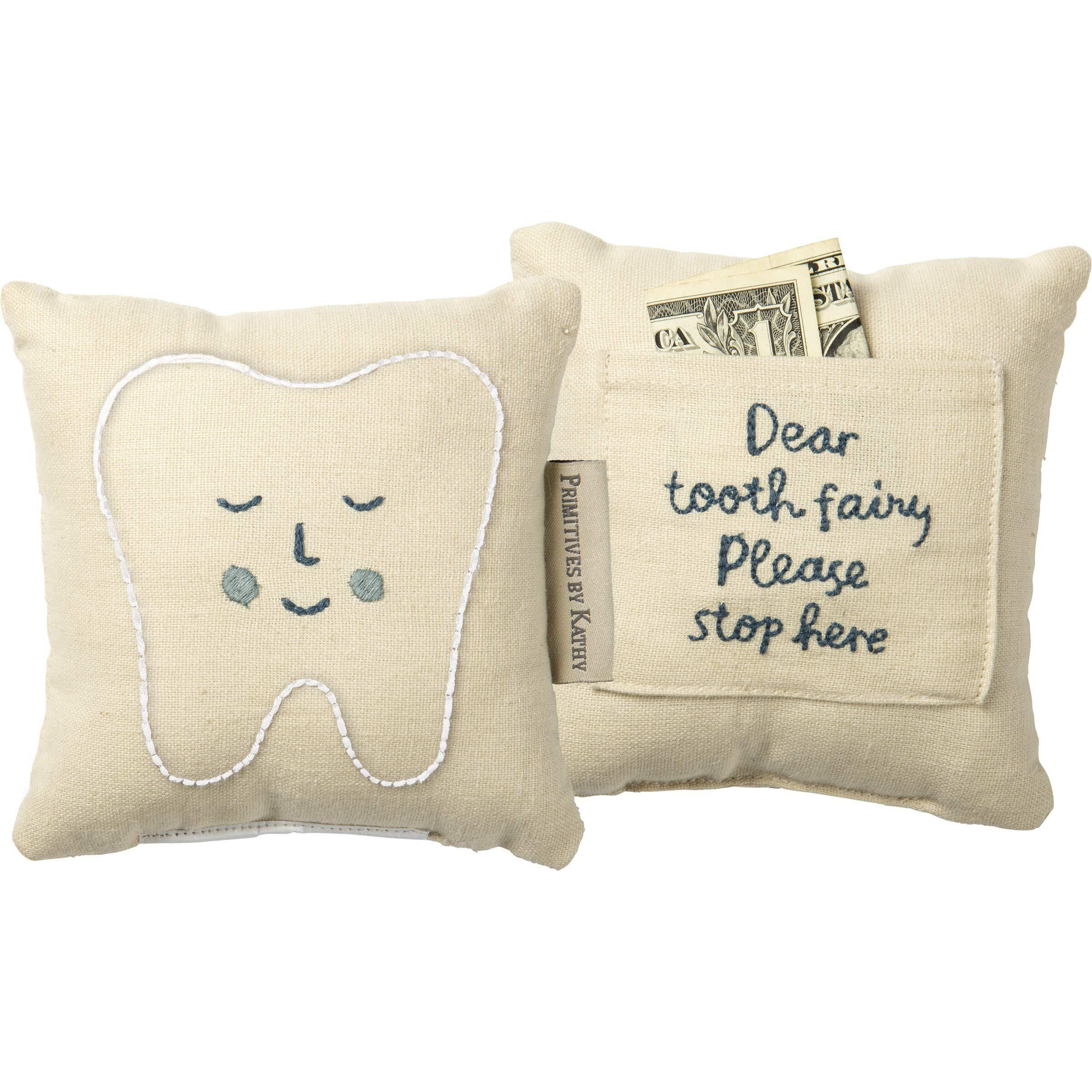 Pbk Tooth Fairy Pillow  1 Count (Pack Of 1)  Blue  White