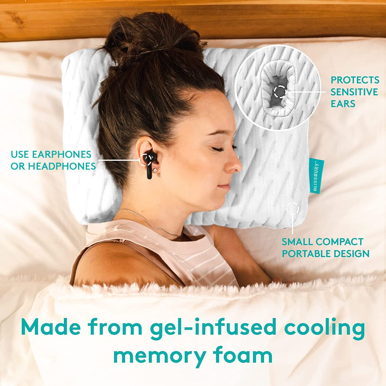 Blissbury Mini Ear Pillow | Ear Piercing Pillow For Side Sleeping | Travel Friendly Cnh Pillow With Ear Hole | Soothing Hole For Ear Pain | Piercing Health & Ear Recovery For Side Sleepers | Donut Ear