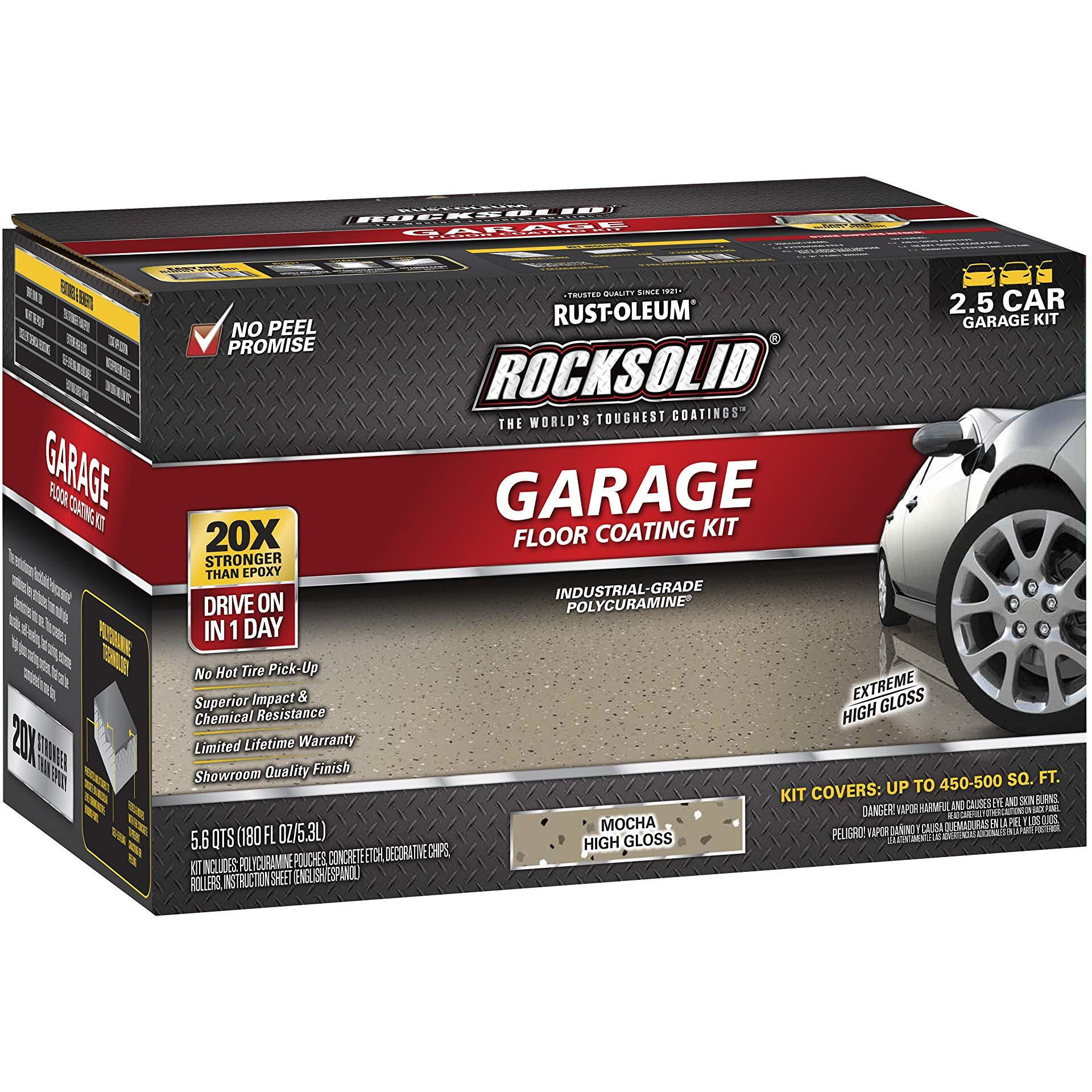 Rust-Oleum 293517 Rocksolid Polycuramine Garage Floor Coating  2.5 Car Kit  Mocha