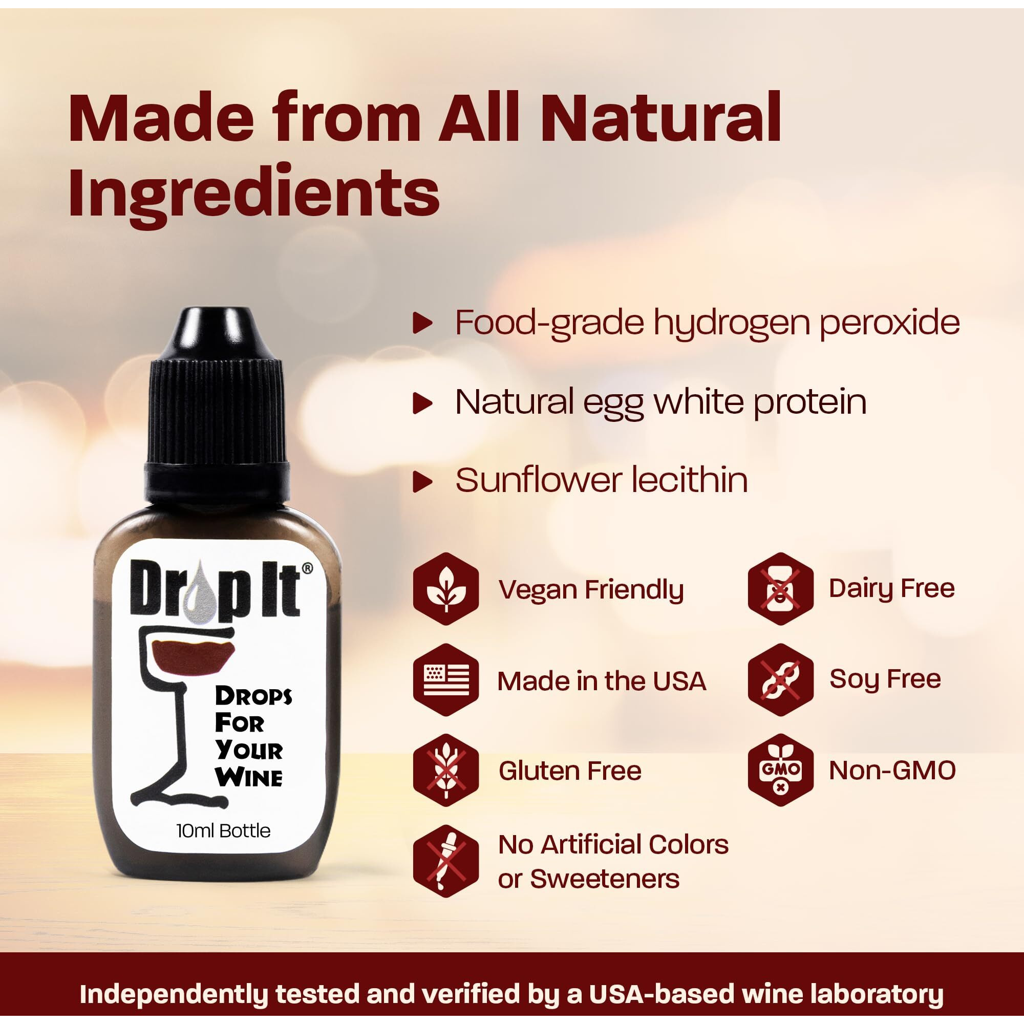 Drop It Wine Drops 6 Pack - Naturally Reduces Sulfites & Tannins - Usa Made Wine Sulfite Remover To Help Eliminate Sensitivities  Allergies  And Histamines - Wand Alternative