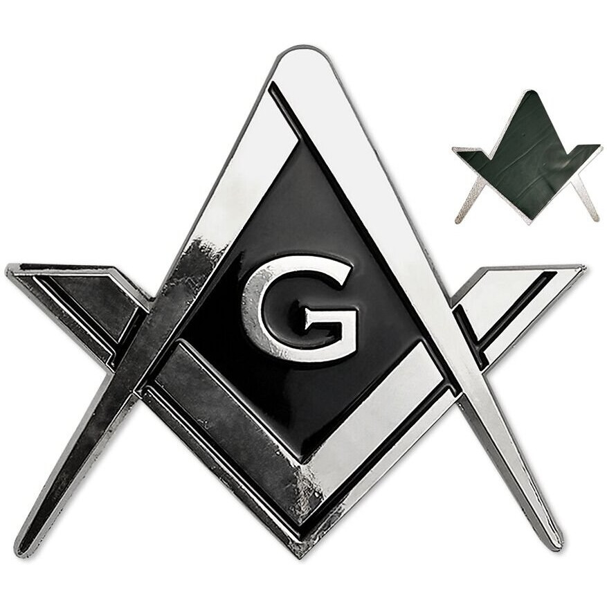 Masonic Car Emblem Square And Compass Metal Decal
