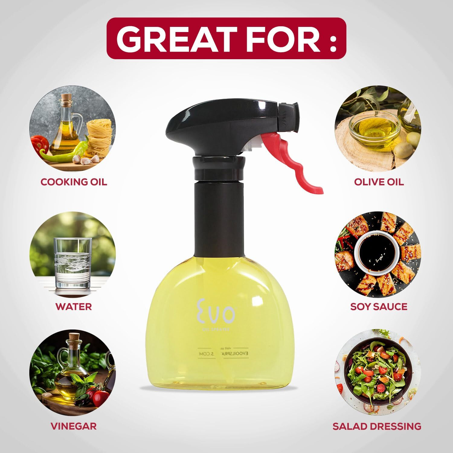 Evo Mini Oil Sprayer Bottle | Non-Aerosol For Olive Oil  Cooking Oils  Vinegars | 8-Oz Capacity | Rotatable Nozzle | Gourmet Cooking Tools - Food-Safe Materials - Yellow And Green  Set Of 2