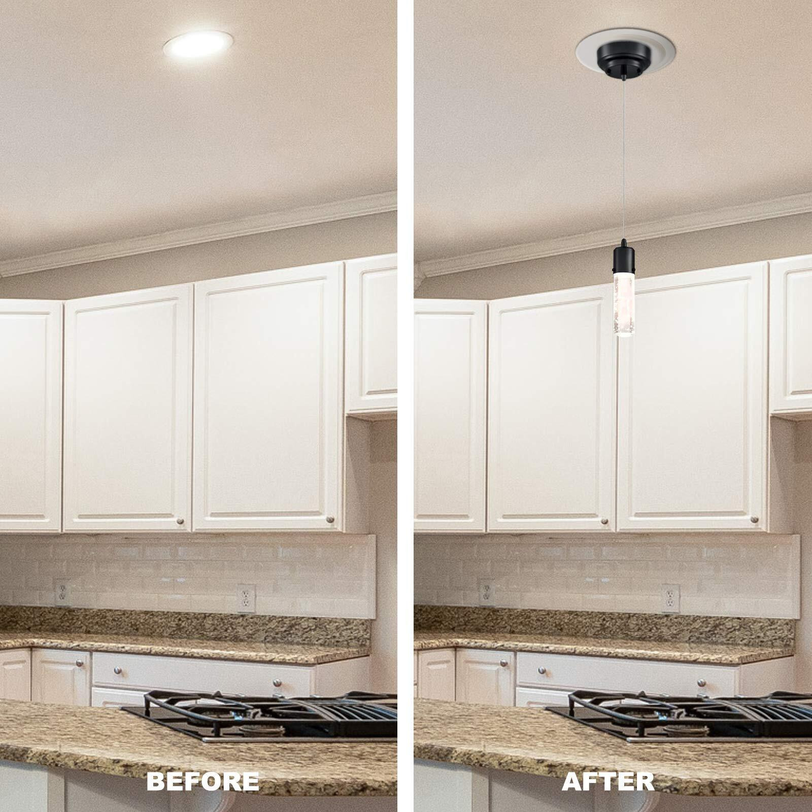 Ciata Lighting Recessed Can Light Conversion Kit To Pendant  Instant Light Conversion Kit For Light Fixtures In White Finish - 2 Pack