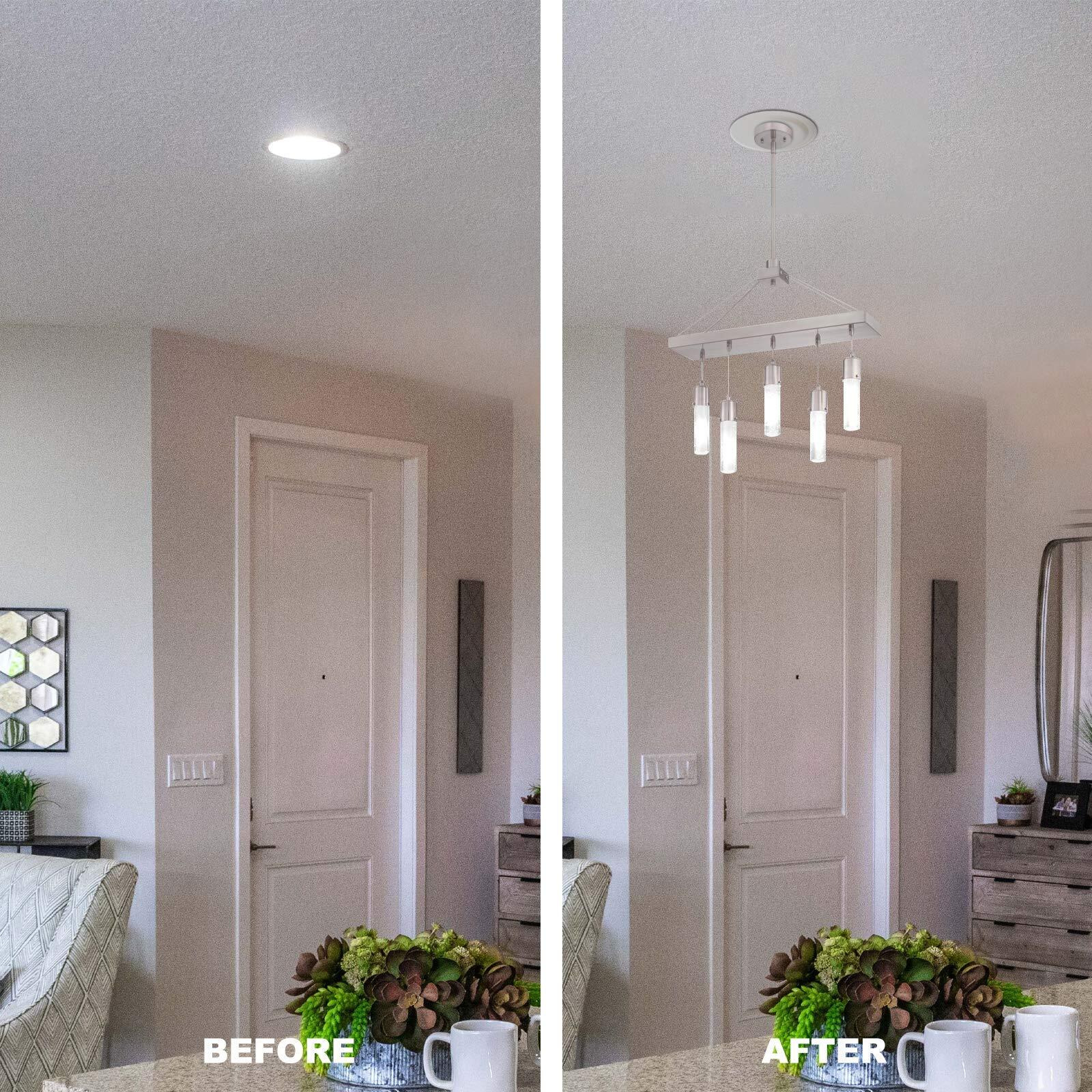Ciata Lighting Recessed Can Light Conversion Kit To Pendant  Instant Light Conversion Kit For Light Fixtures In White Finish - 2 Pack