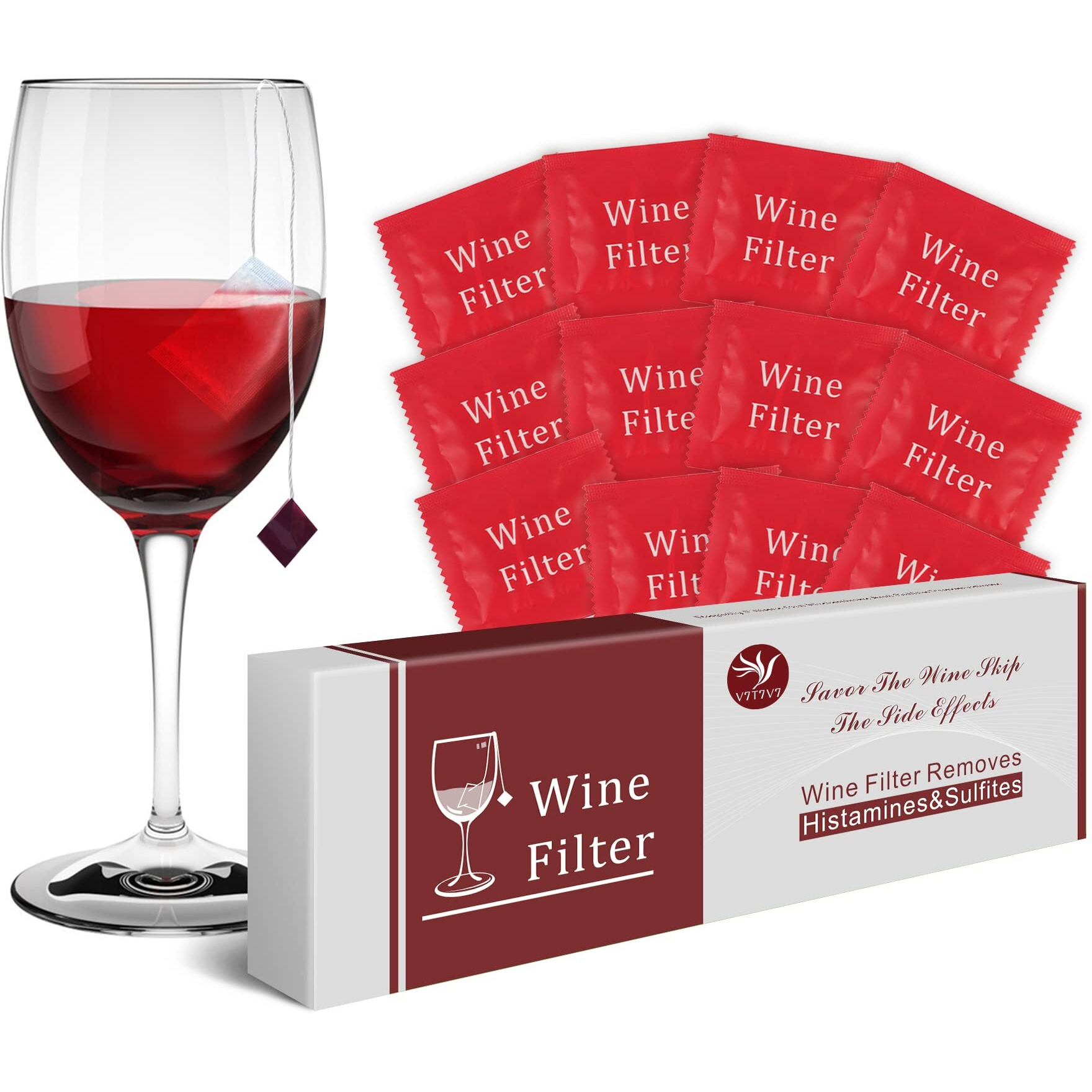 V7T7V7 Wine Sulfite Filter To Remove Sulfite And Histamine  Eliminate Headaches  Reduce Wine Allergies(12 Pack)