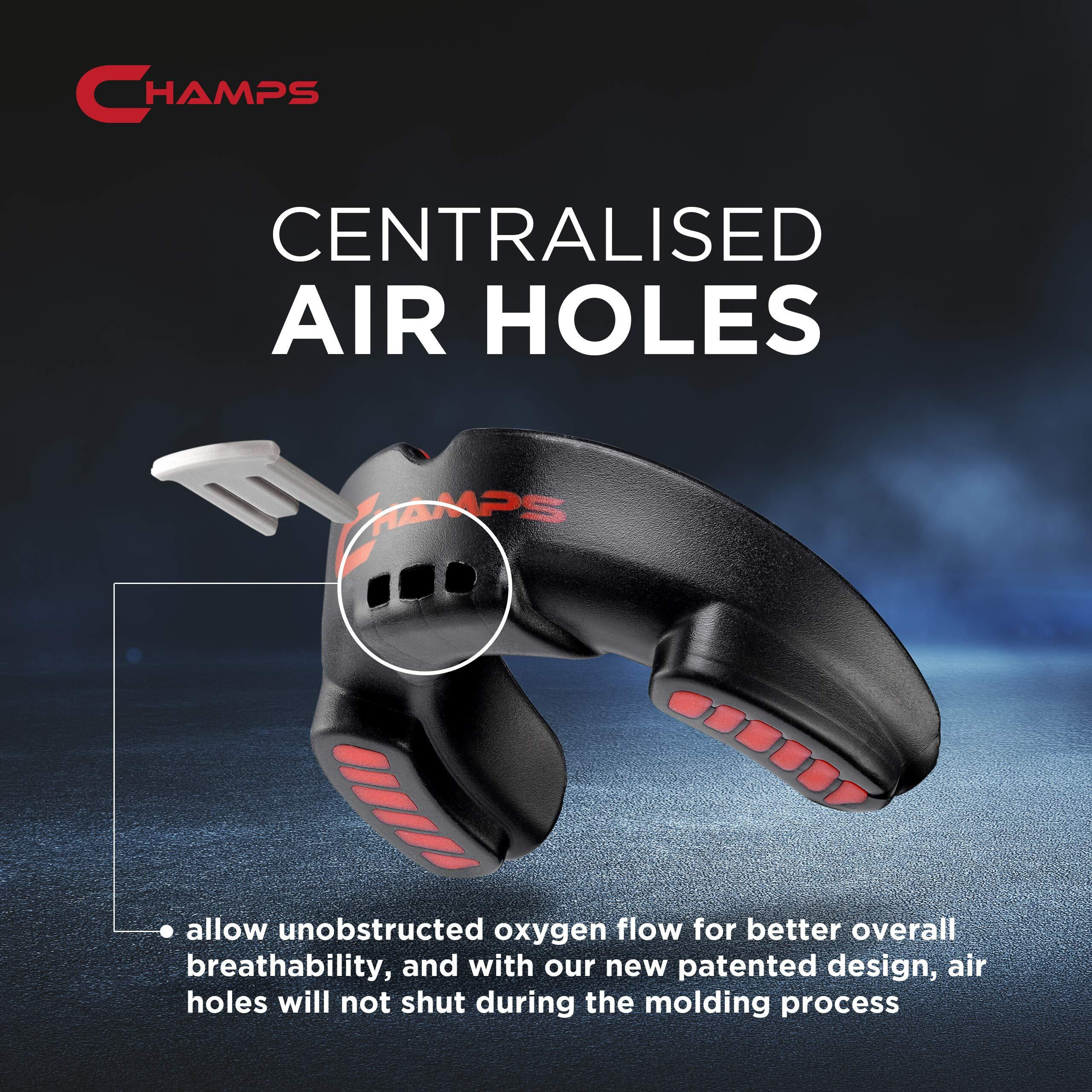 Champs Breathable Mouthguard For Boxing  Jiu Jitsu  Mma  Muay Thai  Sports  And Wrestling. Easy Fit Boxing Mouthguard Super Tough Mma Mouthguard. Combat Sports Mouthpiece (Black  Ages 10 And Above)
