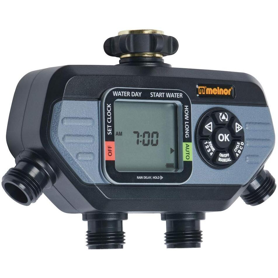 Melnor 73280 Digital Water Electronic Hose Timer  4 Zone  Black/Gray