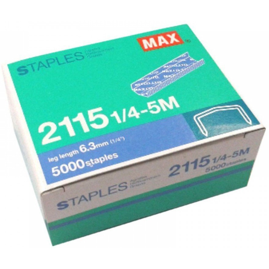 Max Staples 2115 1/4-5M. Box Of 5000 Staples