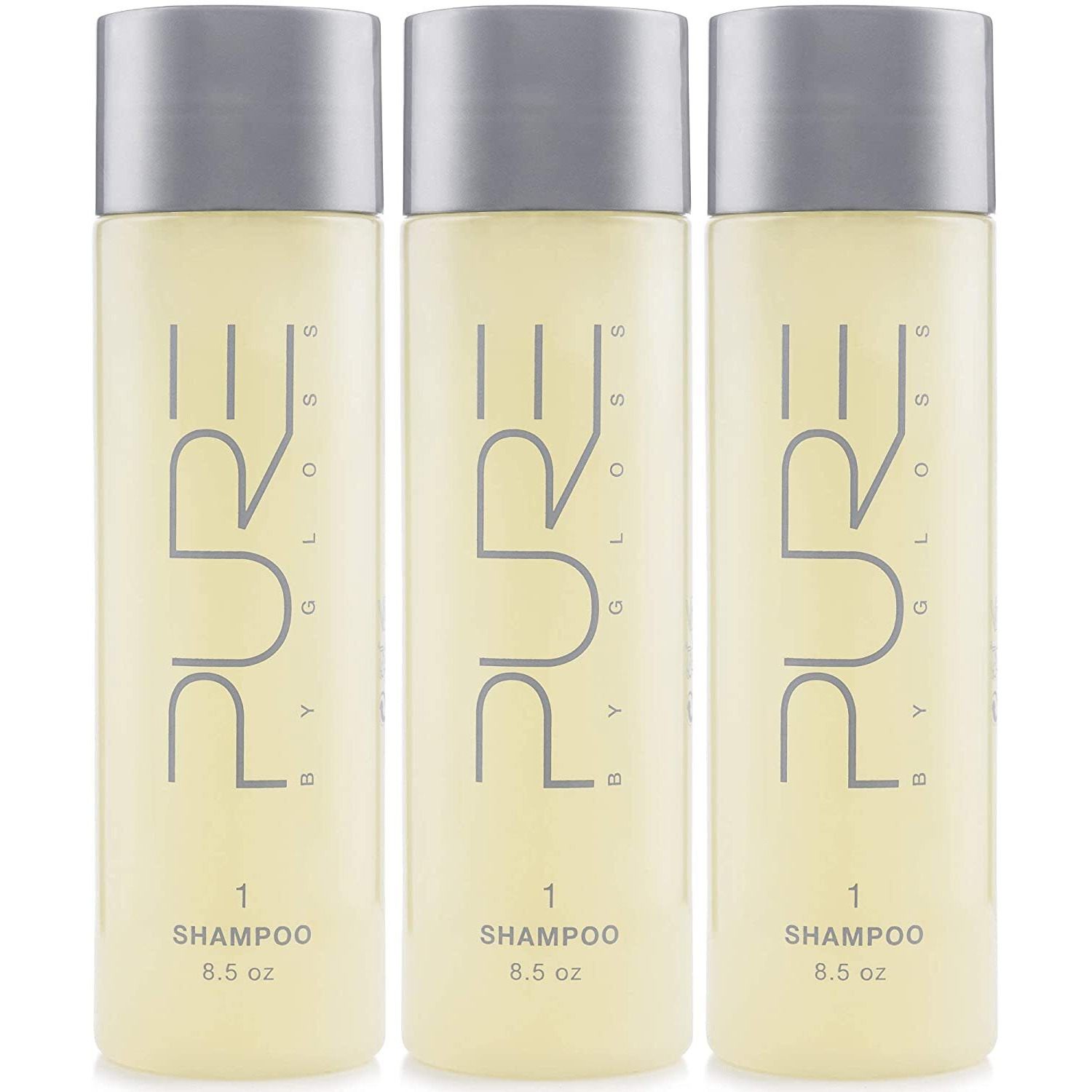 Pure By Gloss Shampoo - Fresh Lemon Scent - For All Hair Types - Cruelty Free And Paraben Free - Luxurious Moisturizing  Softening & Detangling Formula - For Men  Women  Kids - 8.5Oz Each - 3 Pack