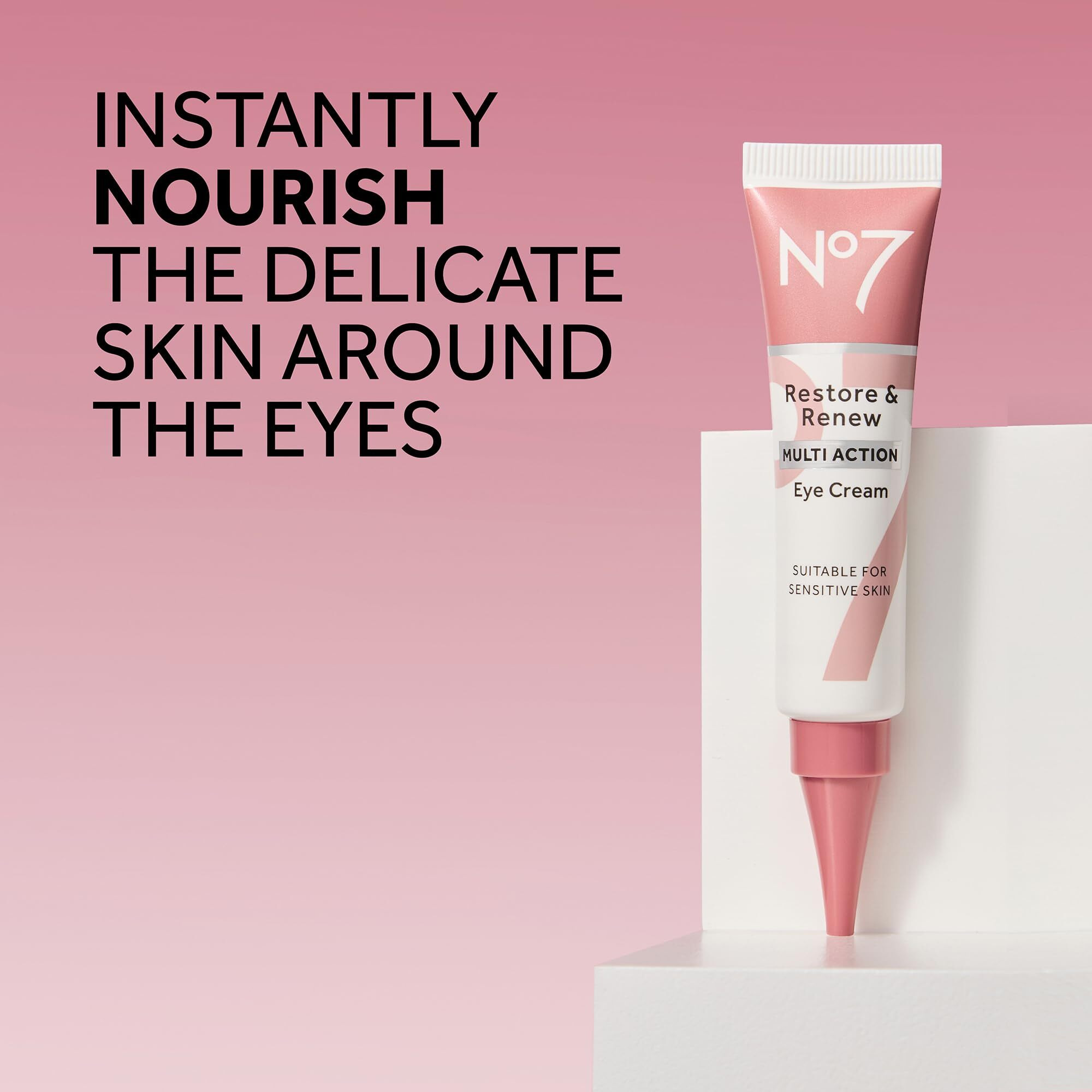 No7 Restore & Renew Multi Action Eye Cream - Skin Renewing Under Eye Cream For Puffiness And Dark Circles - Eye Moisturizing Brightening Cream For Anti-Wrinkles + Skin Firming (15Ml)