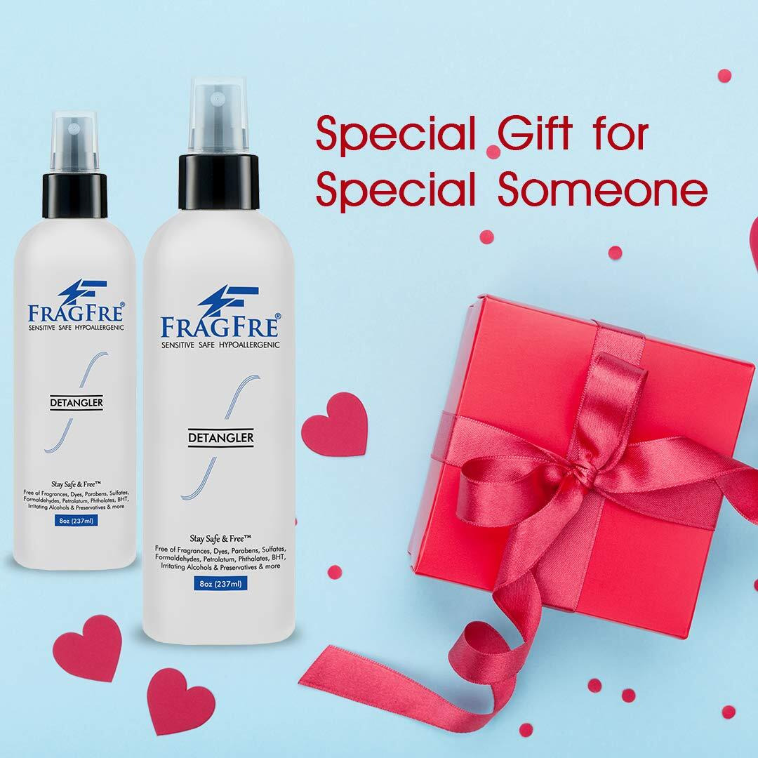 Fragfre Hair Detangler Spray  8 Oz - Leave In Conditioner For Sensitive Skin And Scalp - Styling Heat Protectant Spray - Gluten Free Vegan Cruelty Free