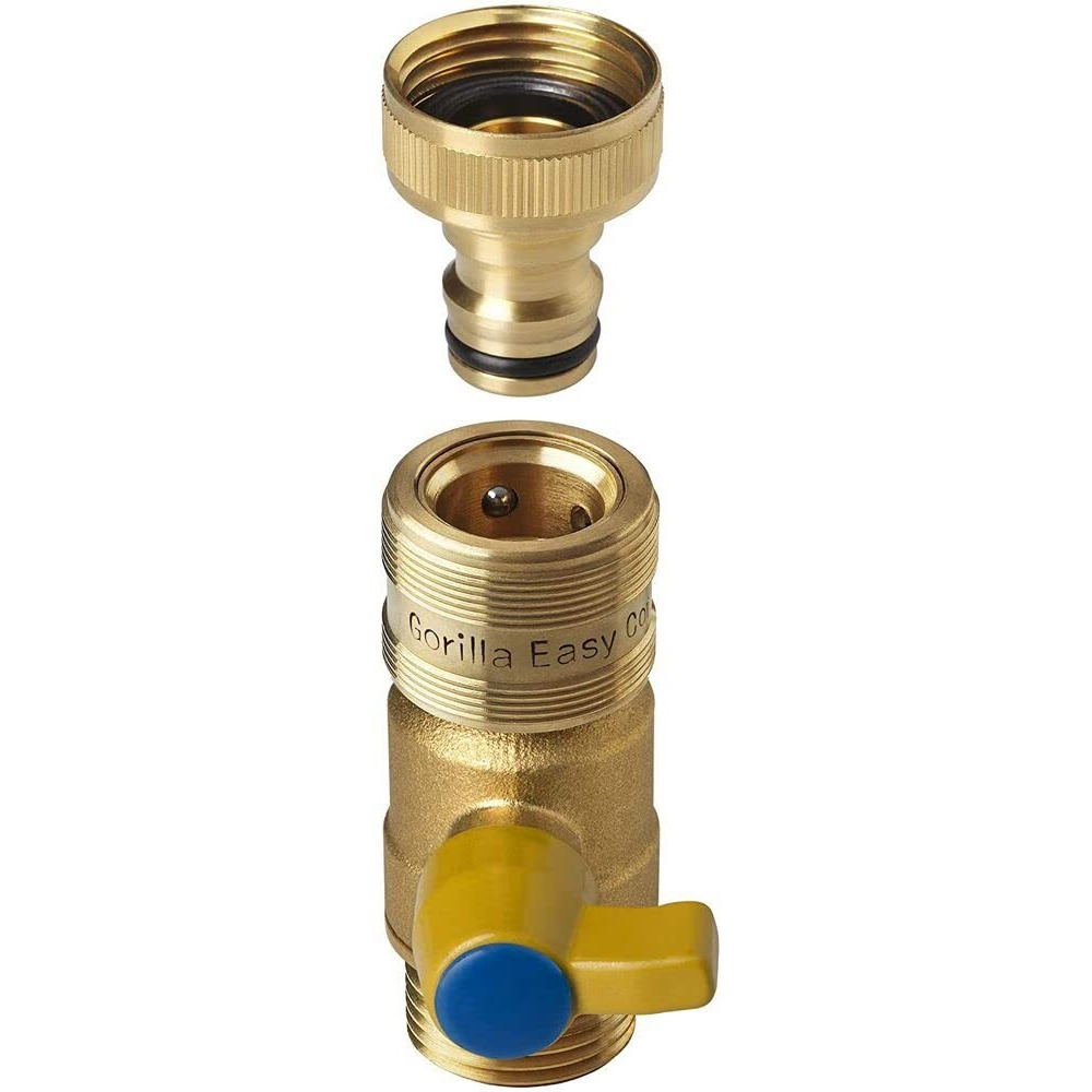 Gorilla Easy Connect Garden Hose Quick Connect Fittings With Ball Valve.  Inch Ght Solid Brass.