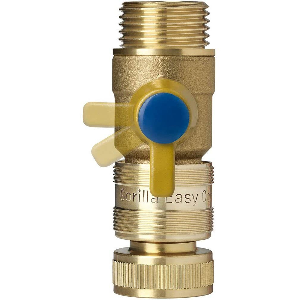 Gorilla Easy Connect Garden Hose Quick Connect Fittings With Ball Valve.  Inch Ght Solid Brass.