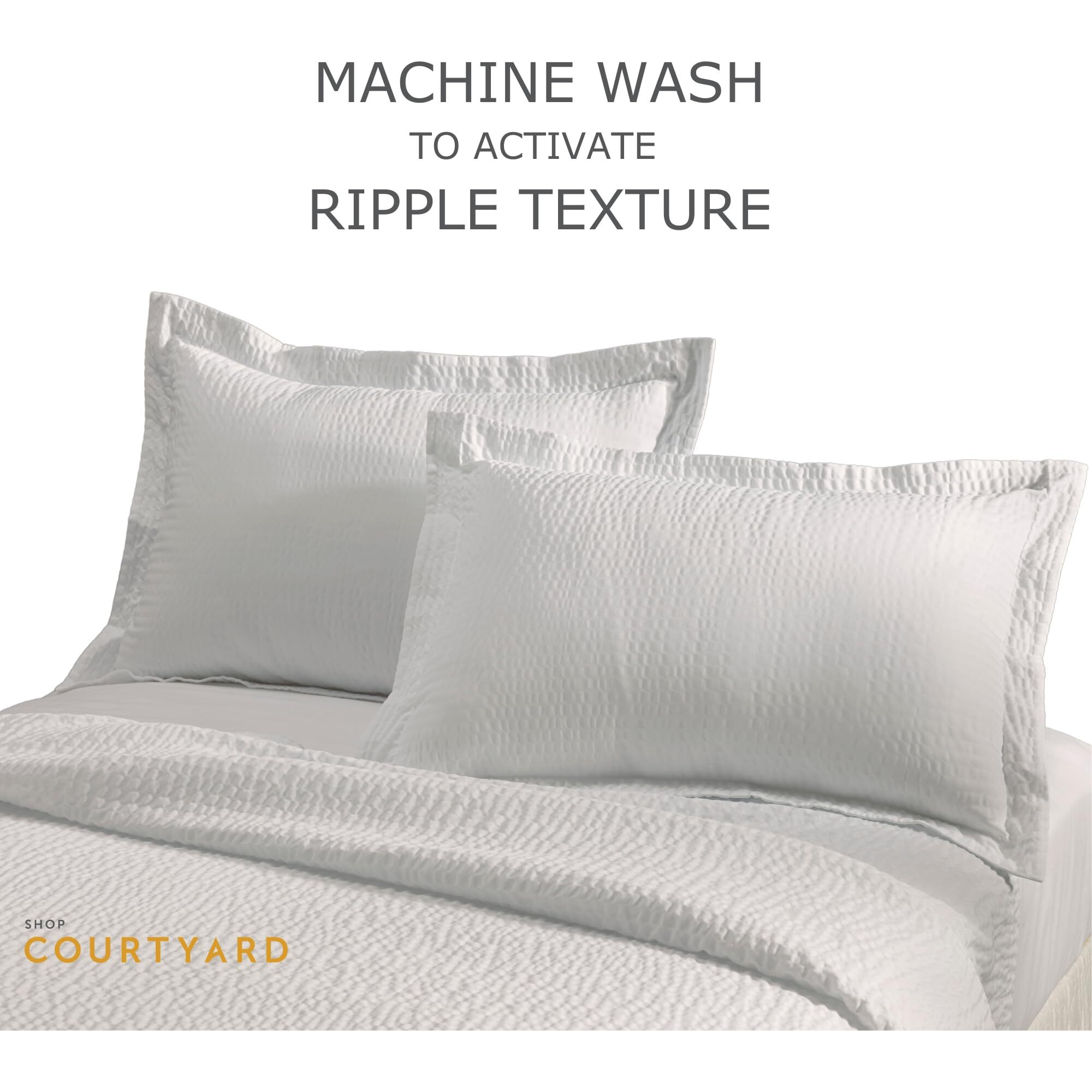 Lightweight Coverlet King Set - White Rippled Texture - Exclusive To Courtyard Hotels  Fairfield By Marriott And Residence Inn Includes 1 Coverlet And 2 Shams