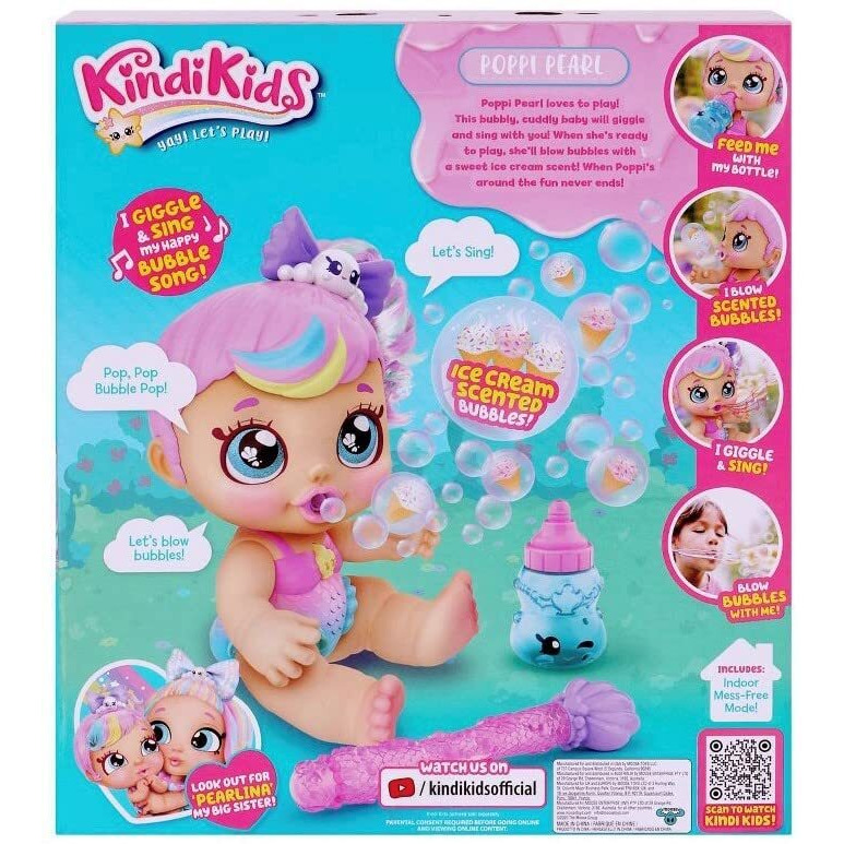Kindi Kids Electronic 6.5"" Doll And 2 Accessories - Poppi Pearl Bubble 'N' Sing