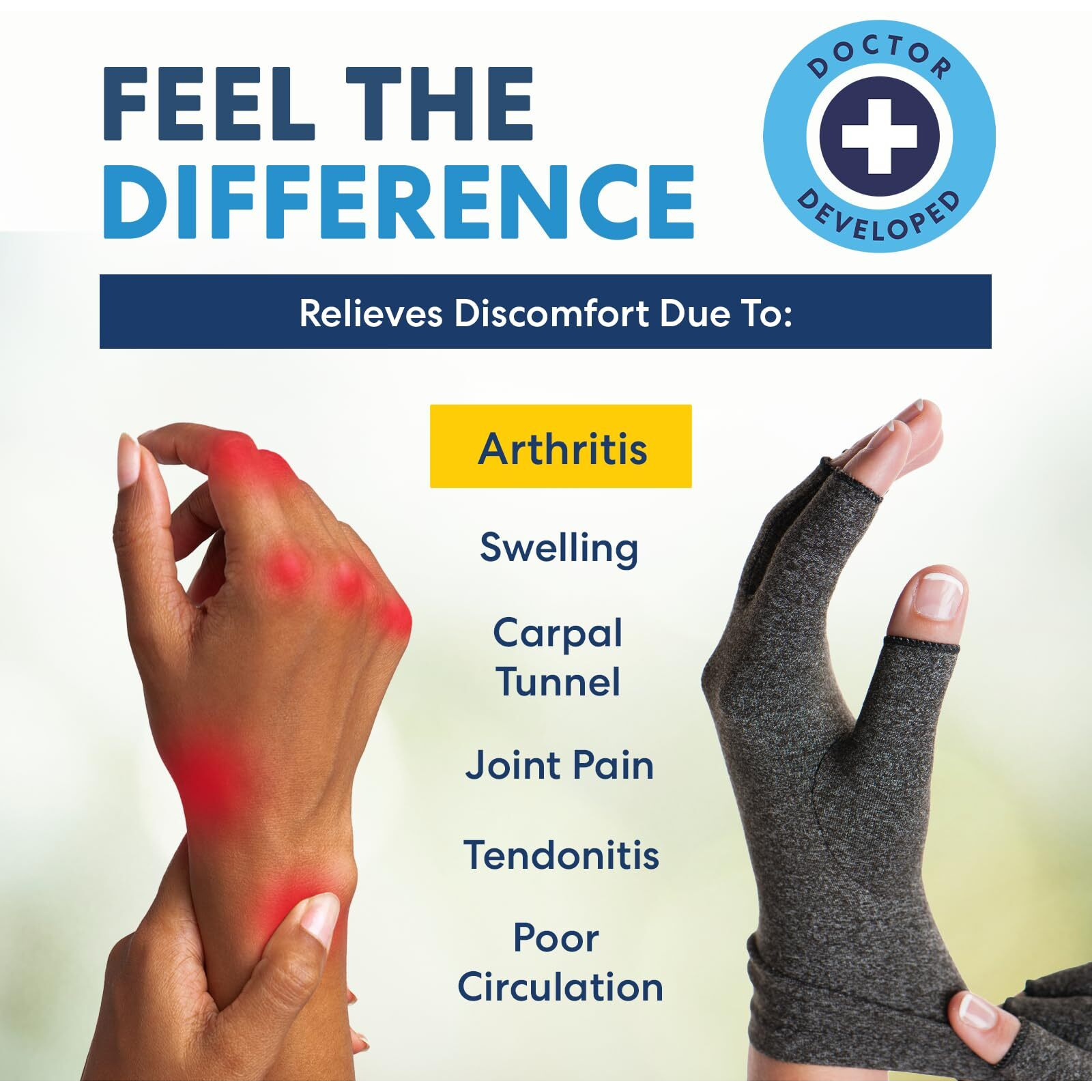 Dr. Frederick's Original Arthritis Compression Gloves For Women & Men - Ideal For Arthritis Hand Pain Relief  Carpal Tunnel  Reynauds & Poor Circulation - Medium