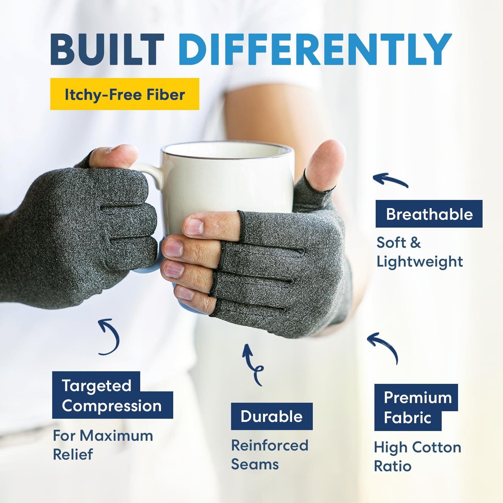 Dr. Frederick's Original Arthritis Compression Gloves For Women & Men - Ideal For Arthritis Hand Pain Relief  Carpal Tunnel  Reynauds & Poor Circulation - Medium