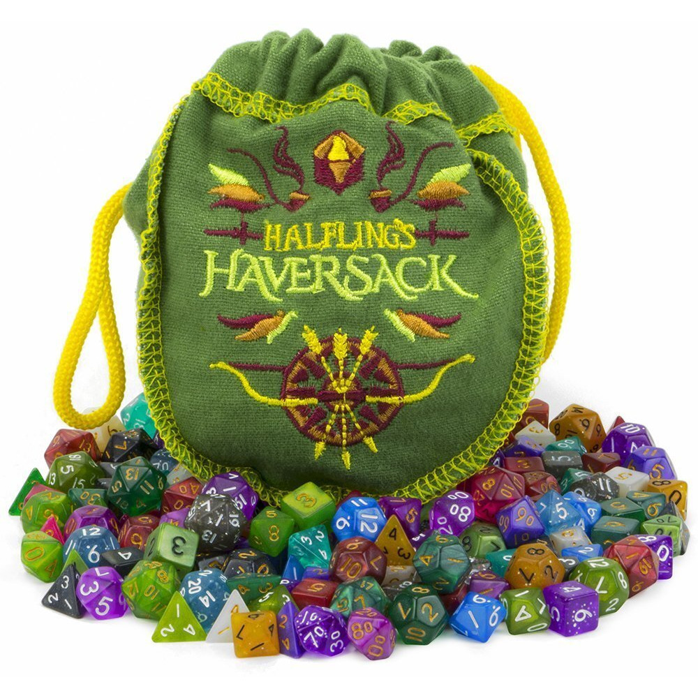 Wiz Dice Mini Dnd Dice Set - 140 Pieces Total (20 Sets Of 7 Dice In Unique Colors) & Storage D&D Bag-Polyhedral Role Playing Dice - Perfect Dnd Accessories For Ttrpg Dice - Hafling's Haversack