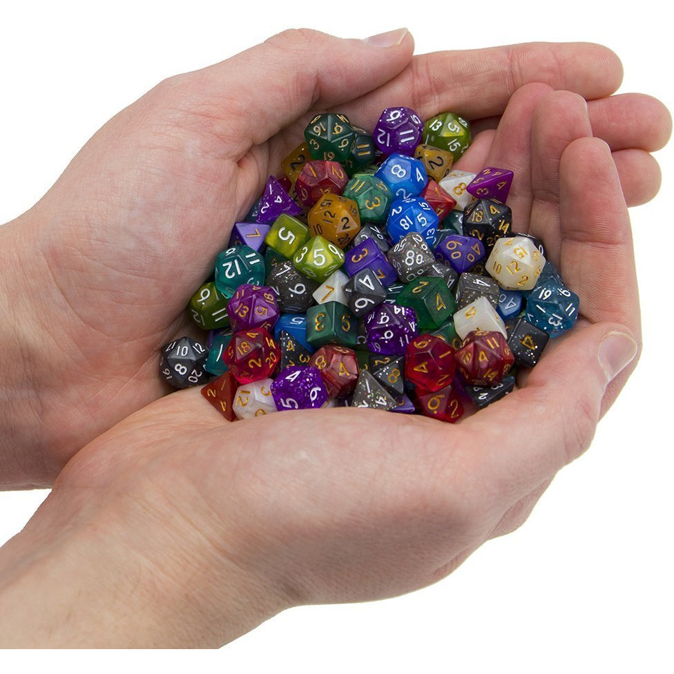 Wiz Dice Mini Dnd Dice Set - 140 Pieces Total (20 Sets Of 7 Dice In Unique Colors) & Storage D&D Bag-Polyhedral Role Playing Dice - Perfect Dnd Accessories For Ttrpg Dice - Hafling's Haversack
