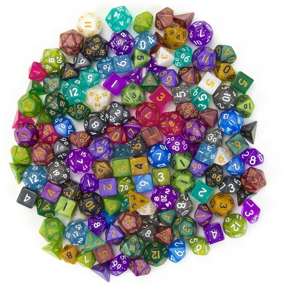 Wiz Dice Mini Dnd Dice Set - 140 Pieces Total (20 Sets Of 7 Dice In Unique Colors) & Storage D&D Bag-Polyhedral Role Playing Dice - Perfect Dnd Accessories For Ttrpg Dice - Hafling's Haversack