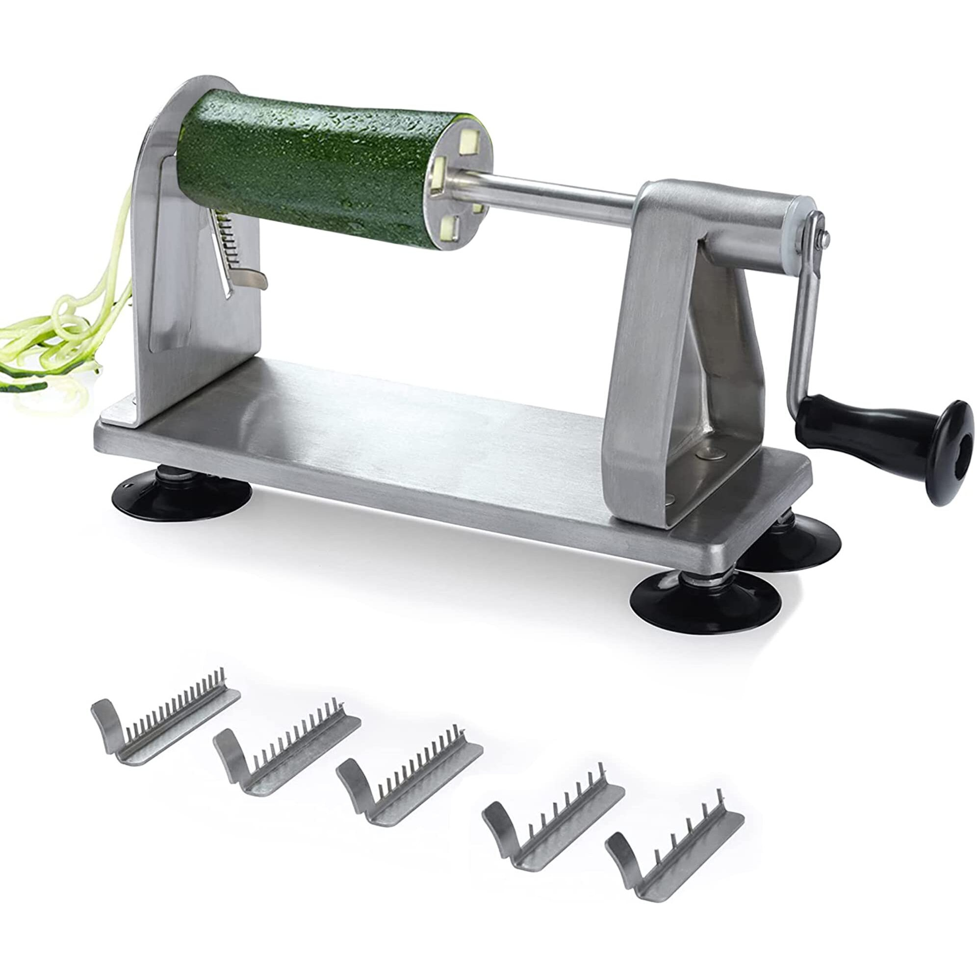 Homarden Stainless Steel Vegetable Spiralizer - 5 Blade Zucchini Noodle Maker - Industrial Quality Vegetable Slicer For Veggies  Salad Chopper  Potato Cutter  Zoodle Maker  12 X 8 X 6 Inches